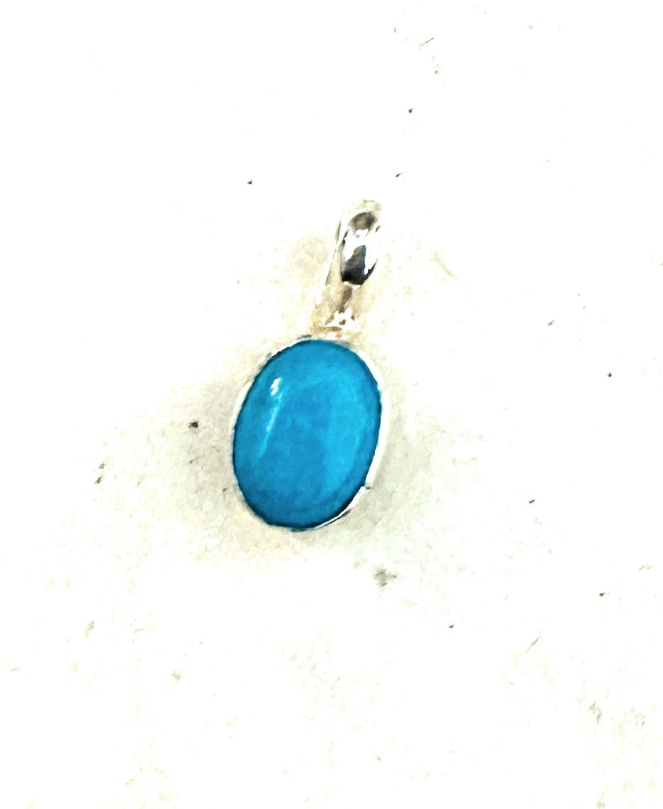 Navajo Sterling Silver & Kingman Turquoise Mini Pendant