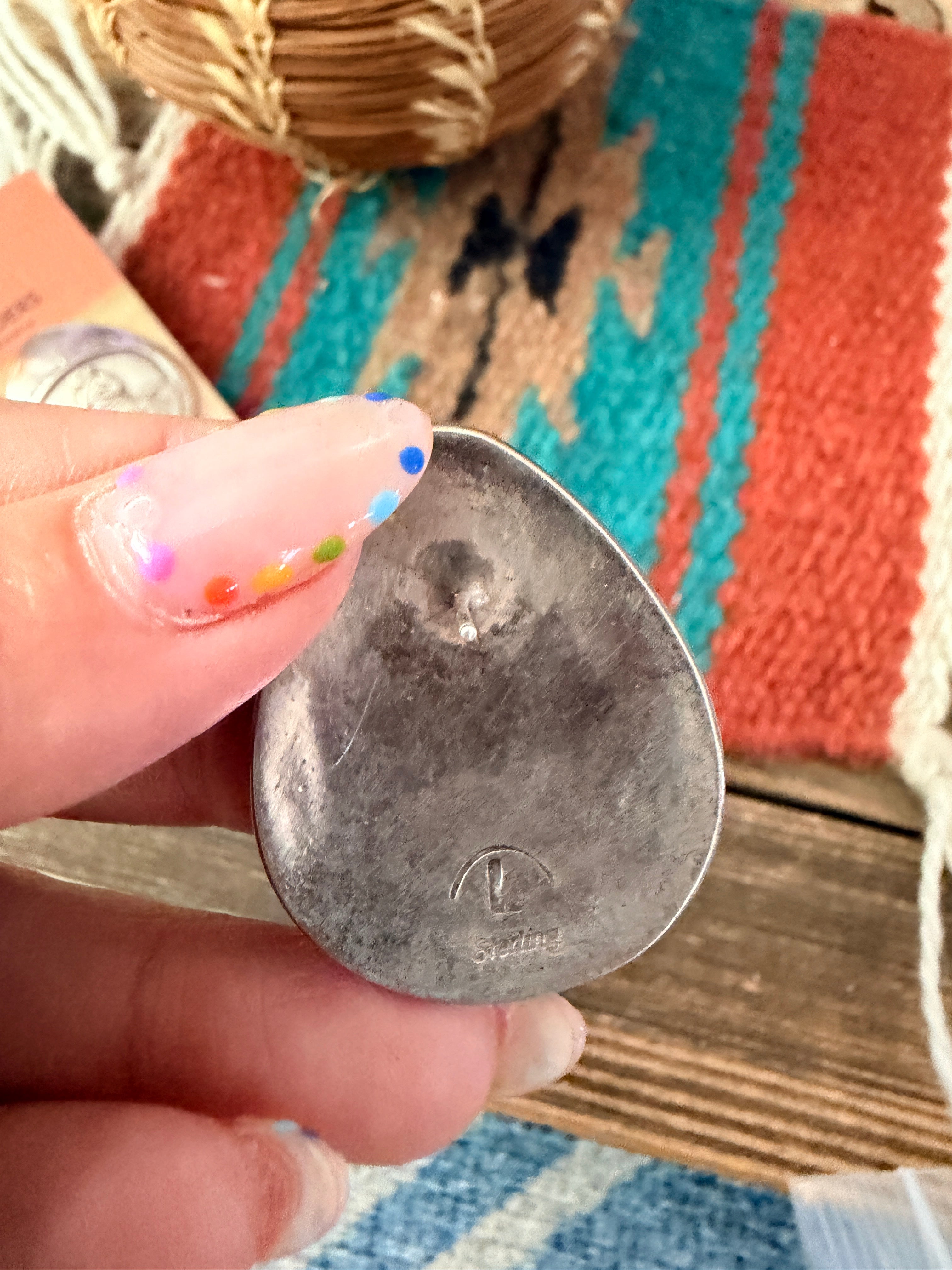 Old Pawn Handcrafted Sterling Silver Pottery Maiden Post Earrings
