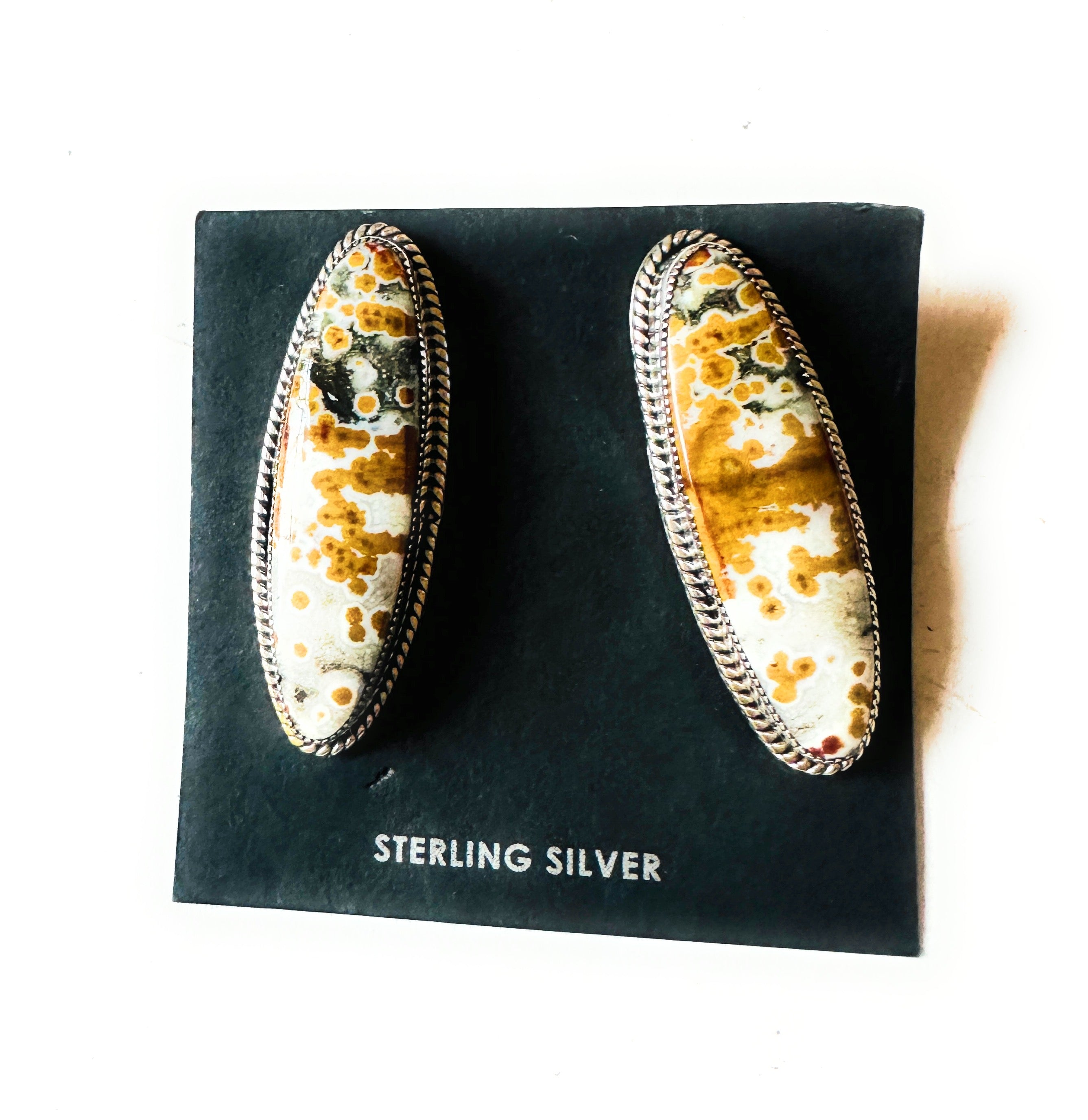 Navajo Jasper Sterling Silver Post Earrings Signed