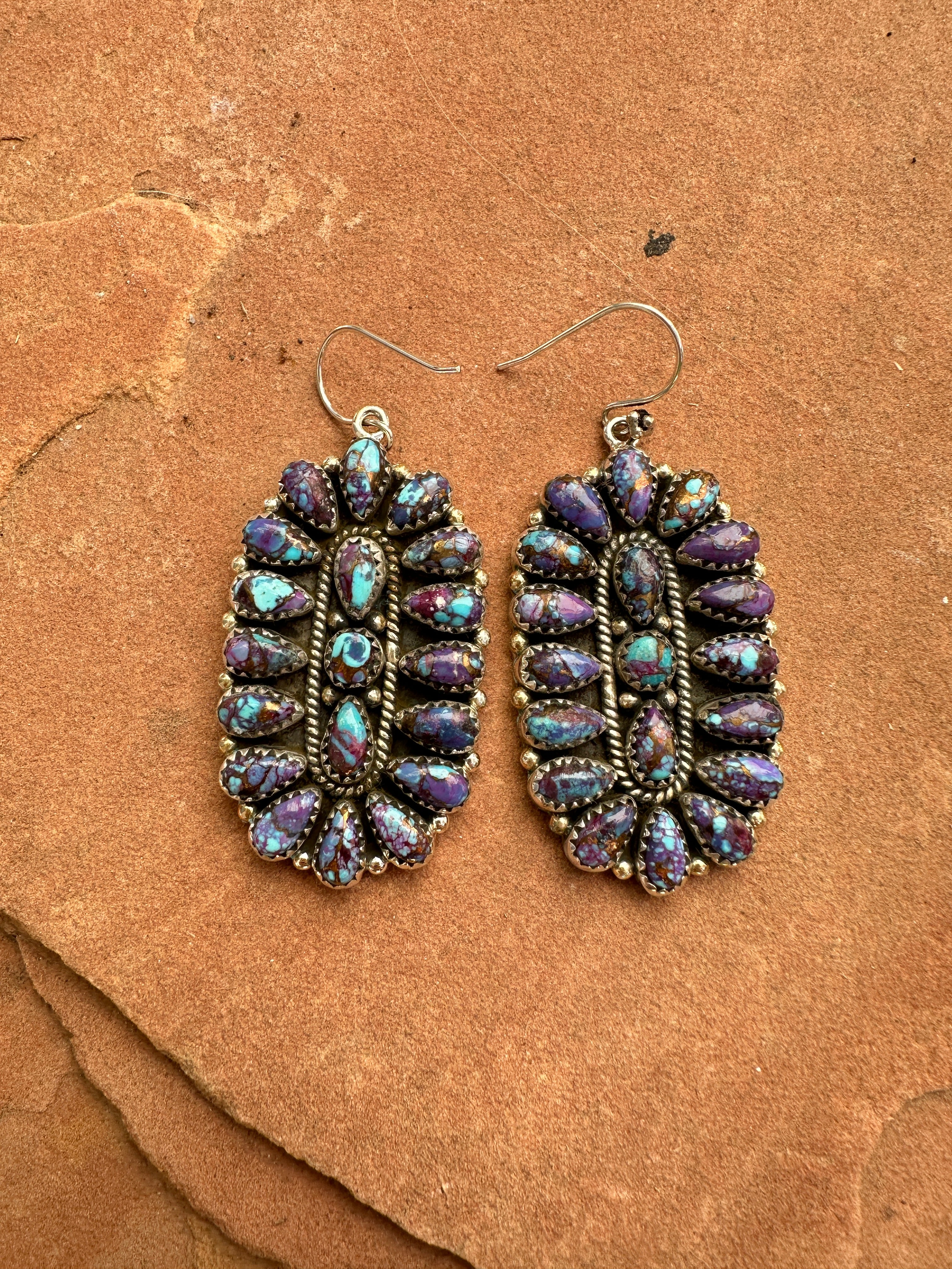 Handmade Purple Dream Mojave and Sterling Silver Statement Dangles