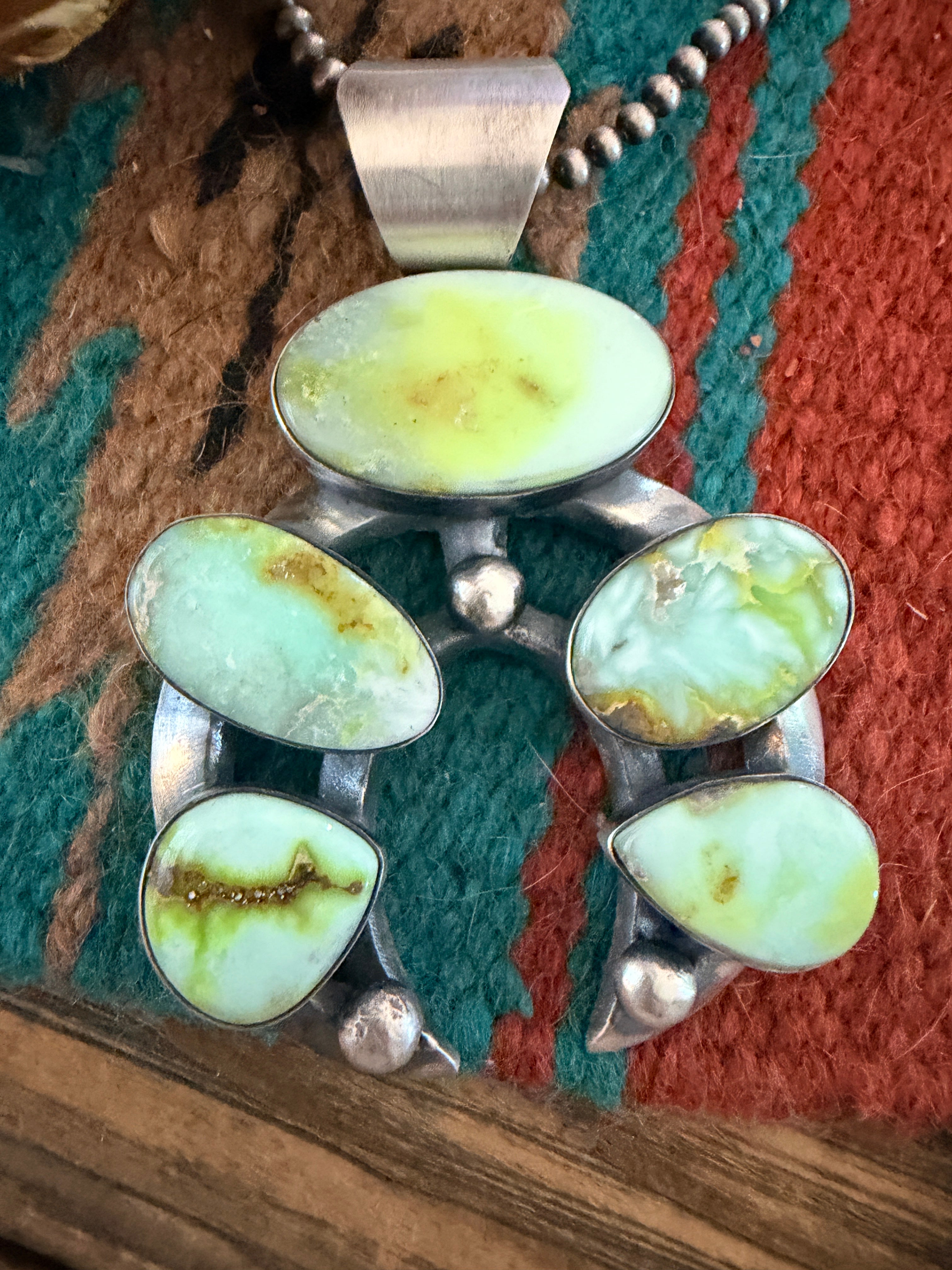 Handcrafted Sterling Silver & Palomino Turquoise Naja Pendant by Chimney Butte