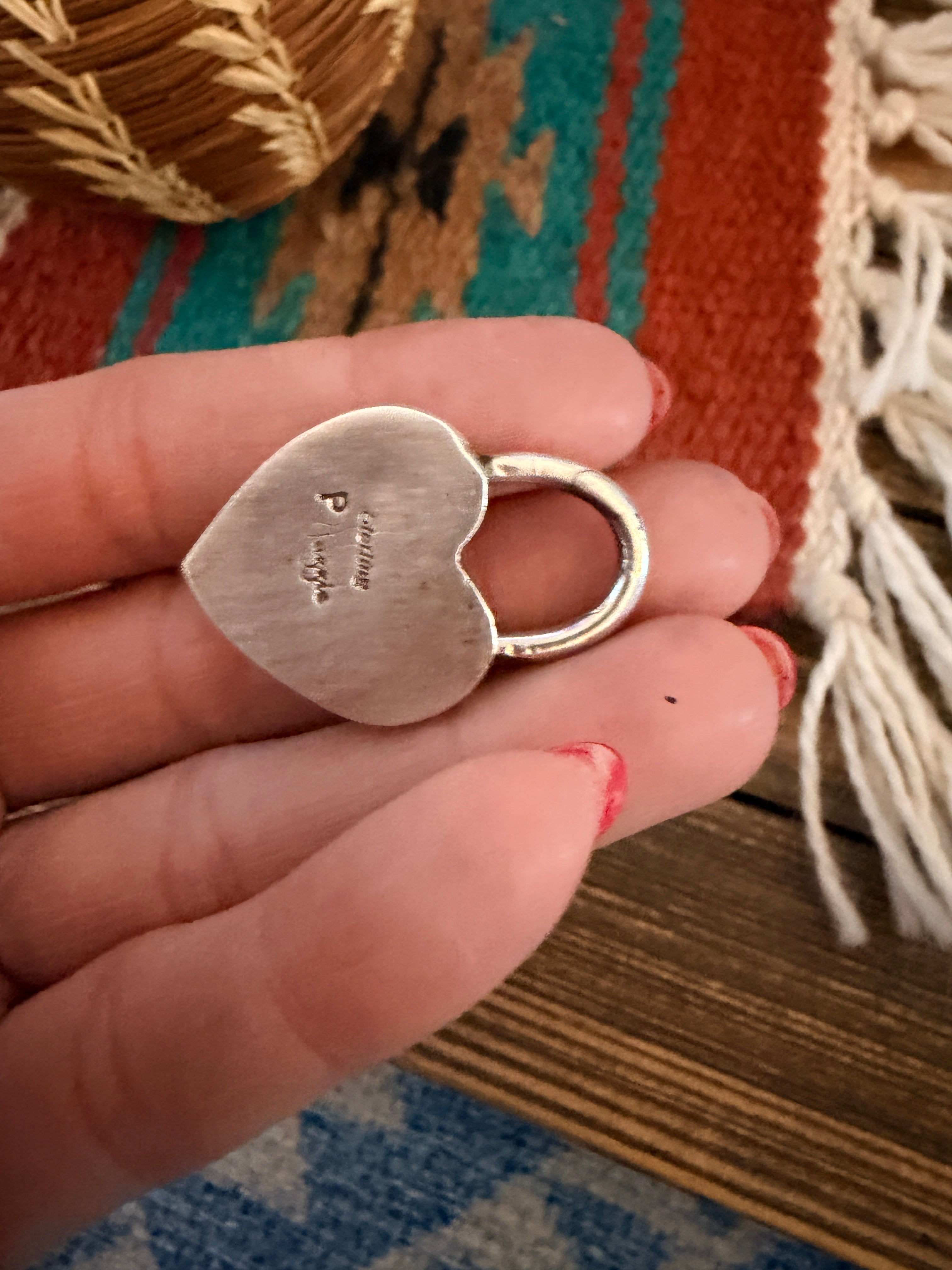 Handcrafted Sterling Silver & Turquoise Heart Locket Pendant