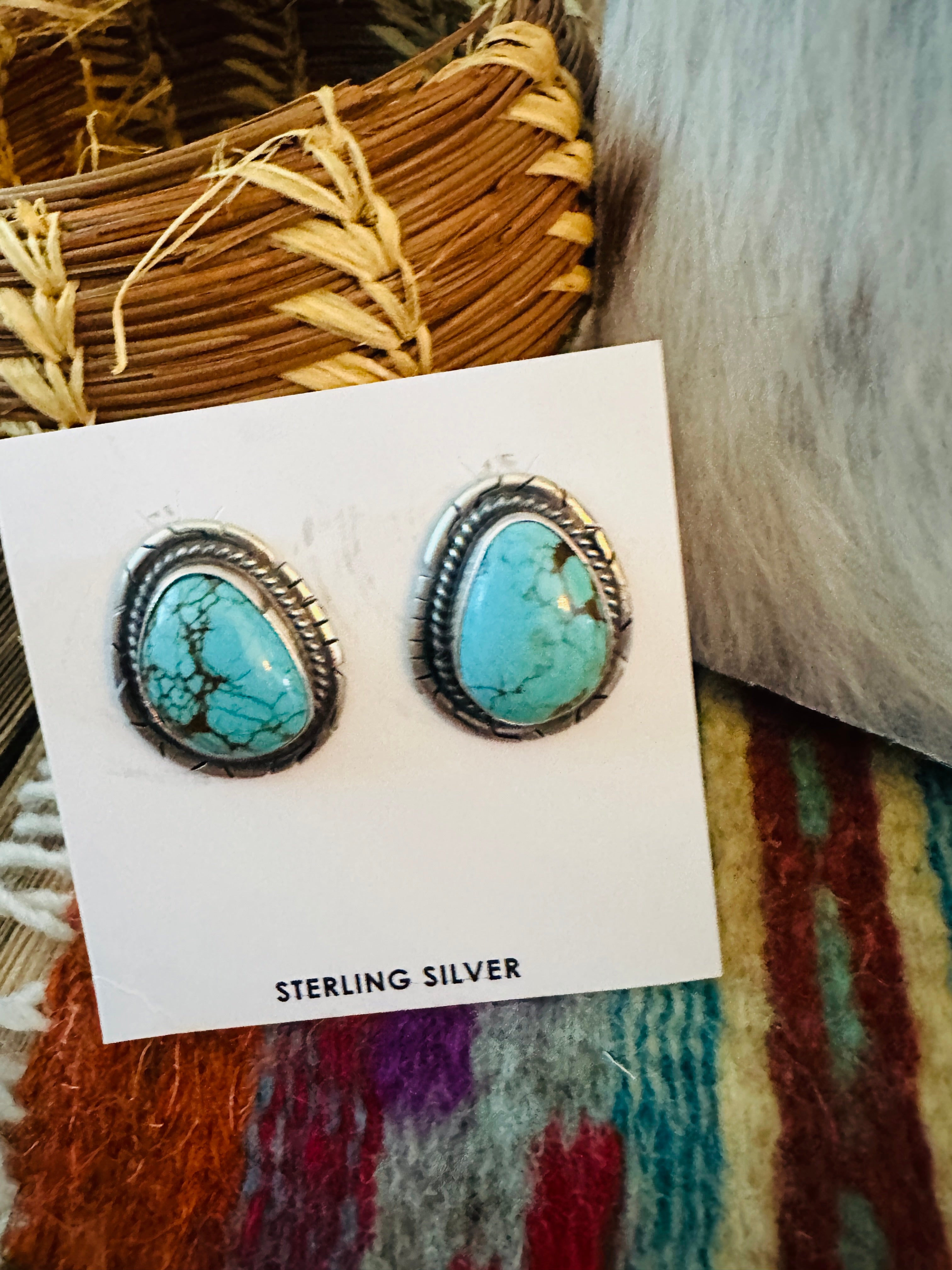 Handcrafted Turquoise & Sterling Silver Liberty Dime Beaded Necklace and Earrings Set