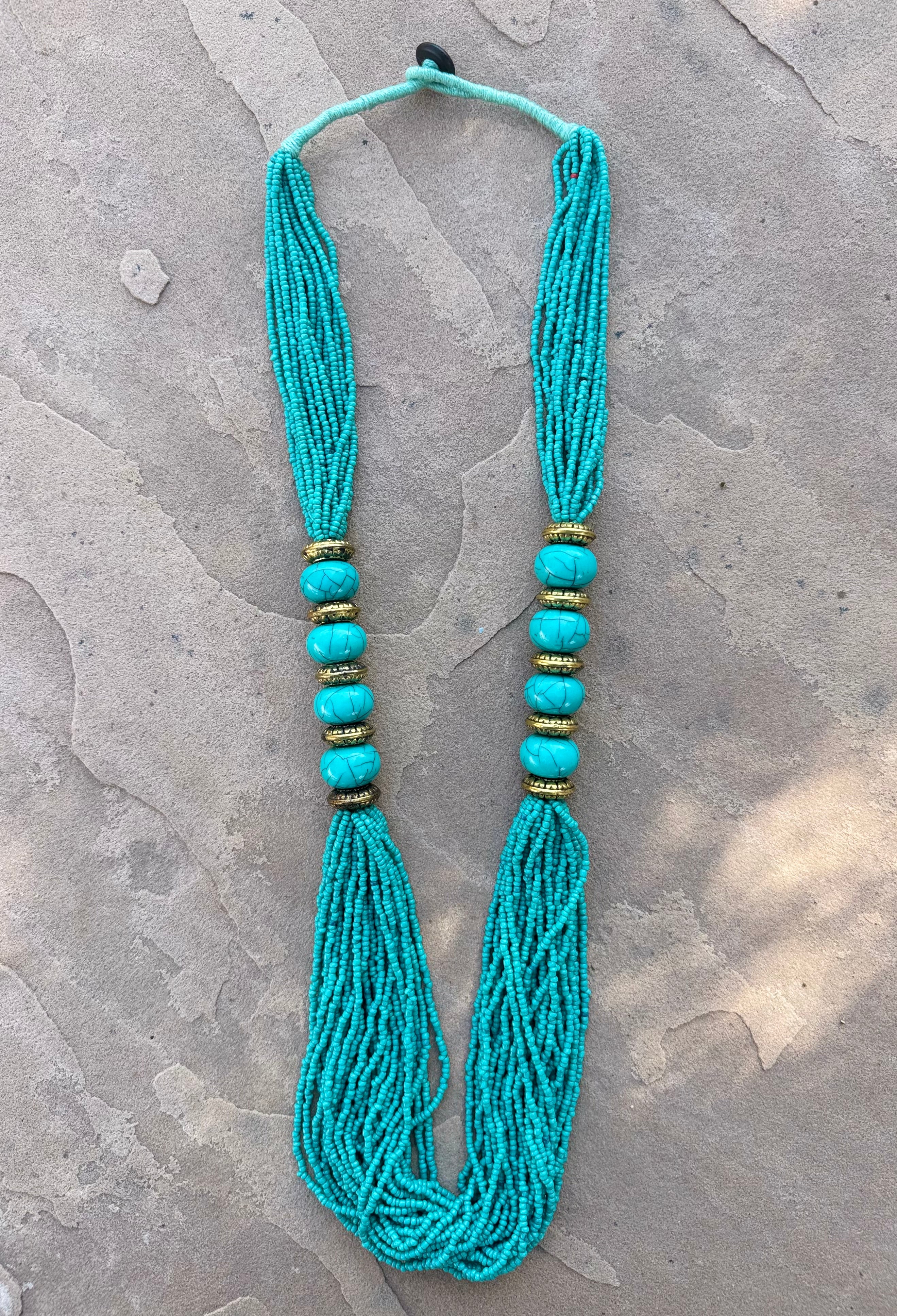 Turquoise Beaded Strand Necklace