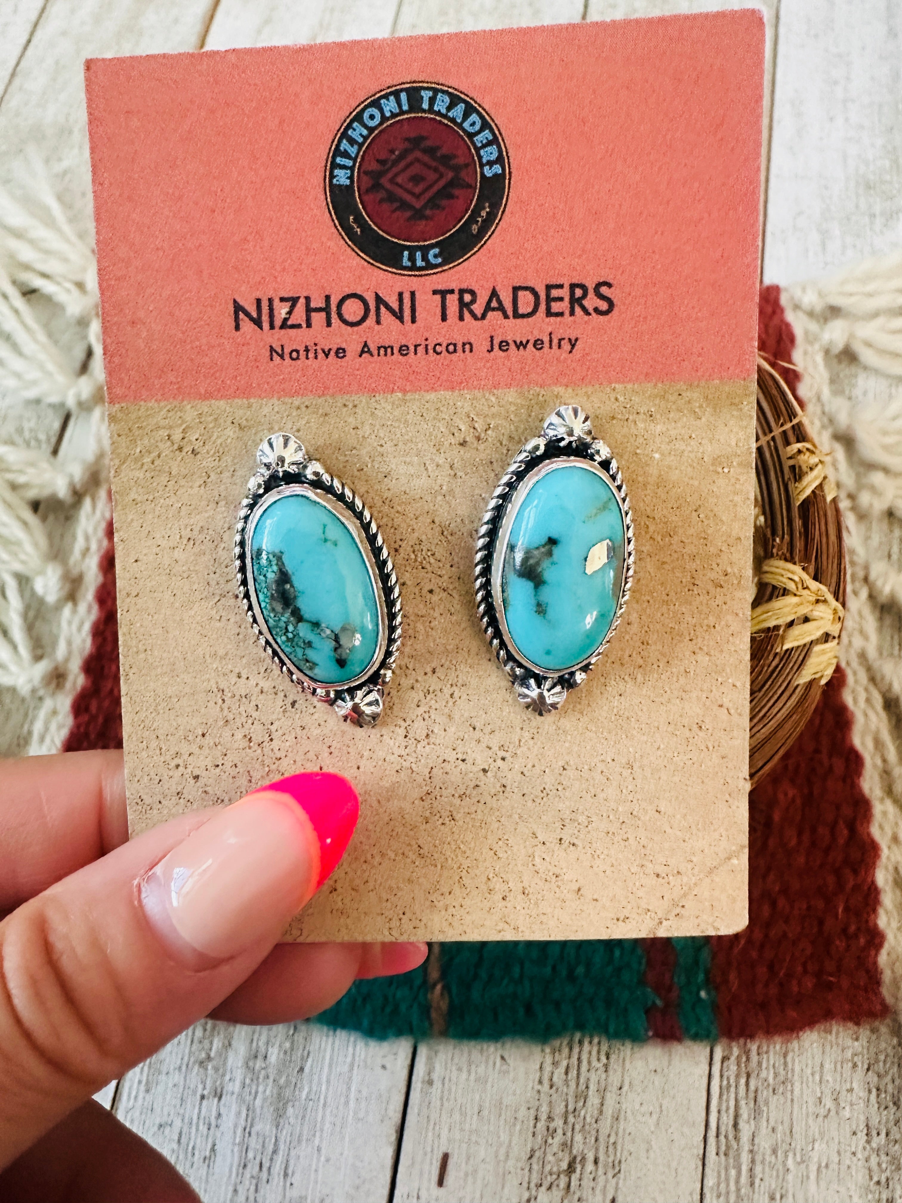 Handcrafted Sterling Silver & Turquoise Post Earrings