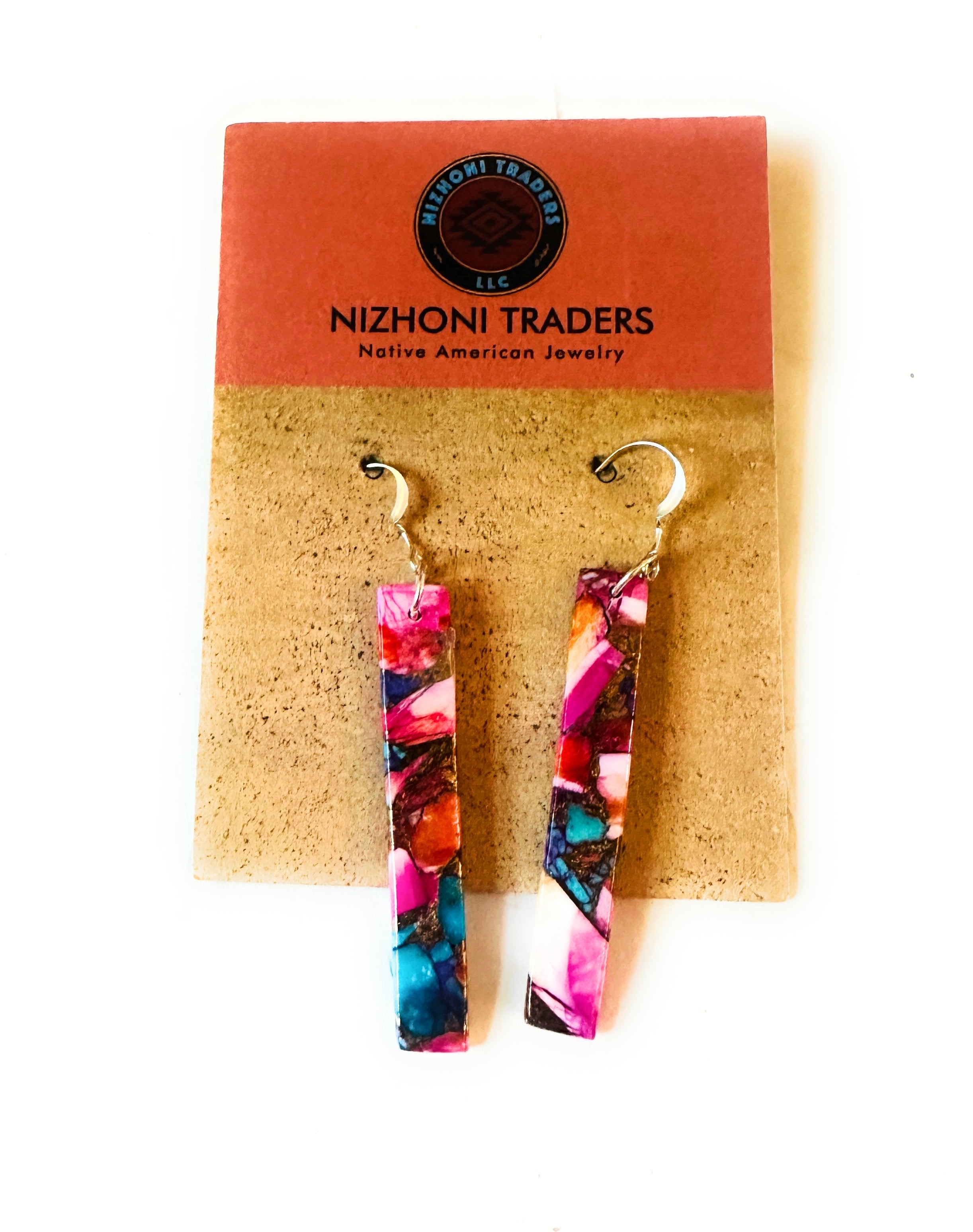 Navajo Sterling Silver & Pink Dream Mojave Slab Dangle Earrings