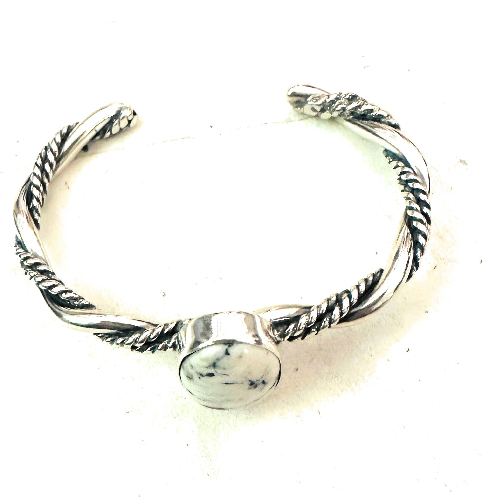 Navajo White Buffalo & Sterling Silver Cuff Bracelet