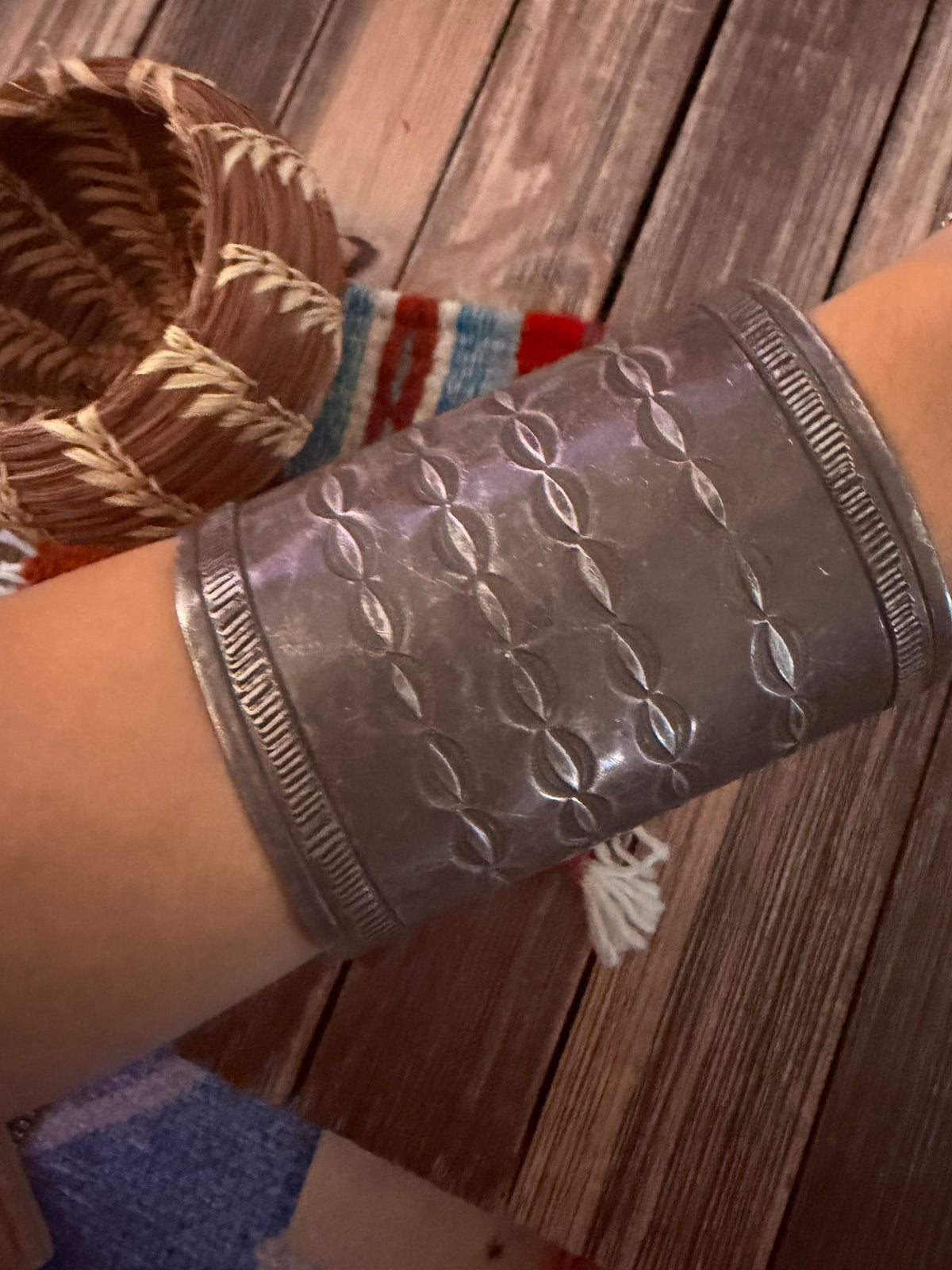 Handcrafted Old Pawn Sterling Silver Cuff Bracelet