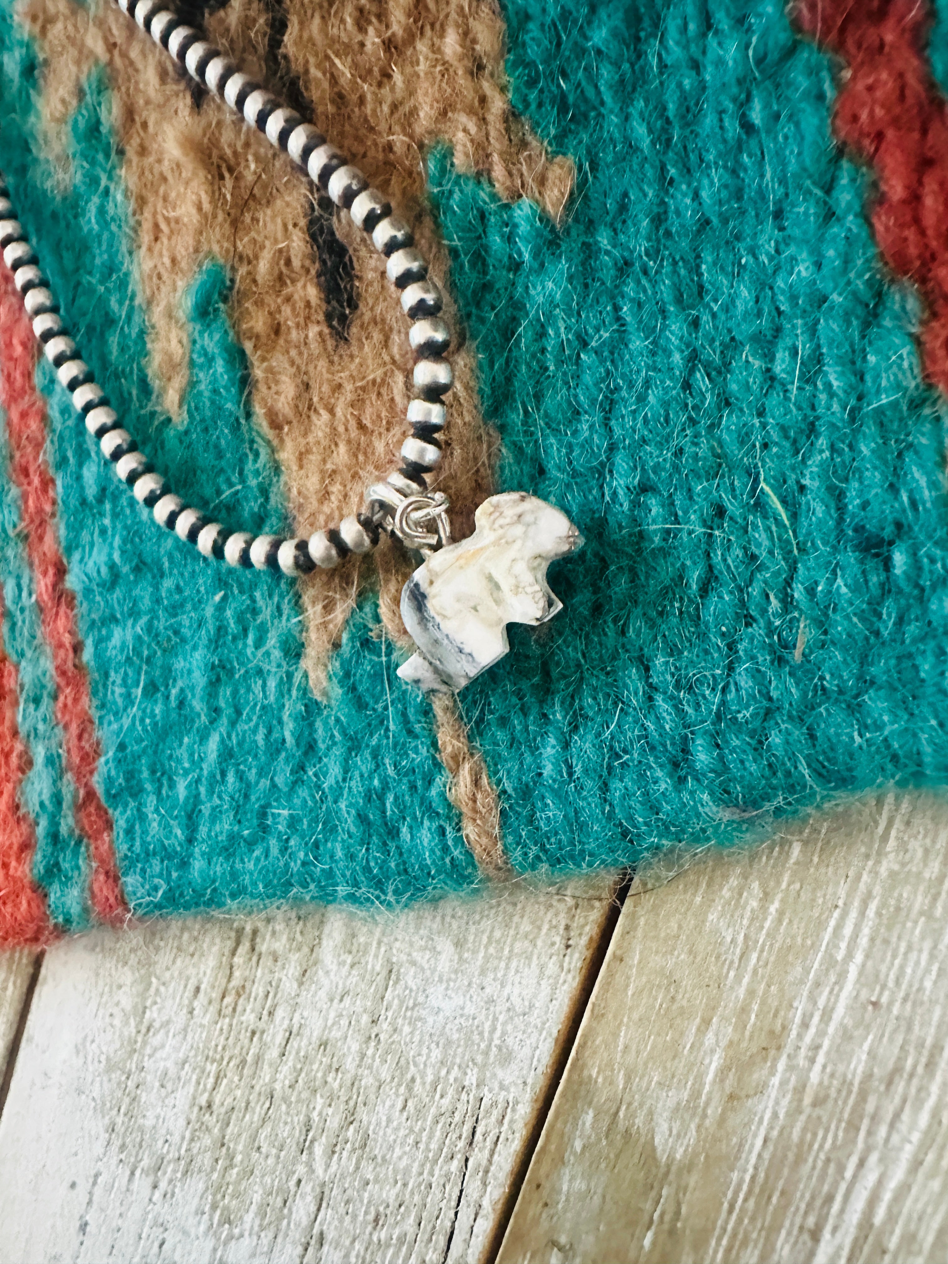Handcrafted & Hand Carved Blue Mojave Rabbit Charm
