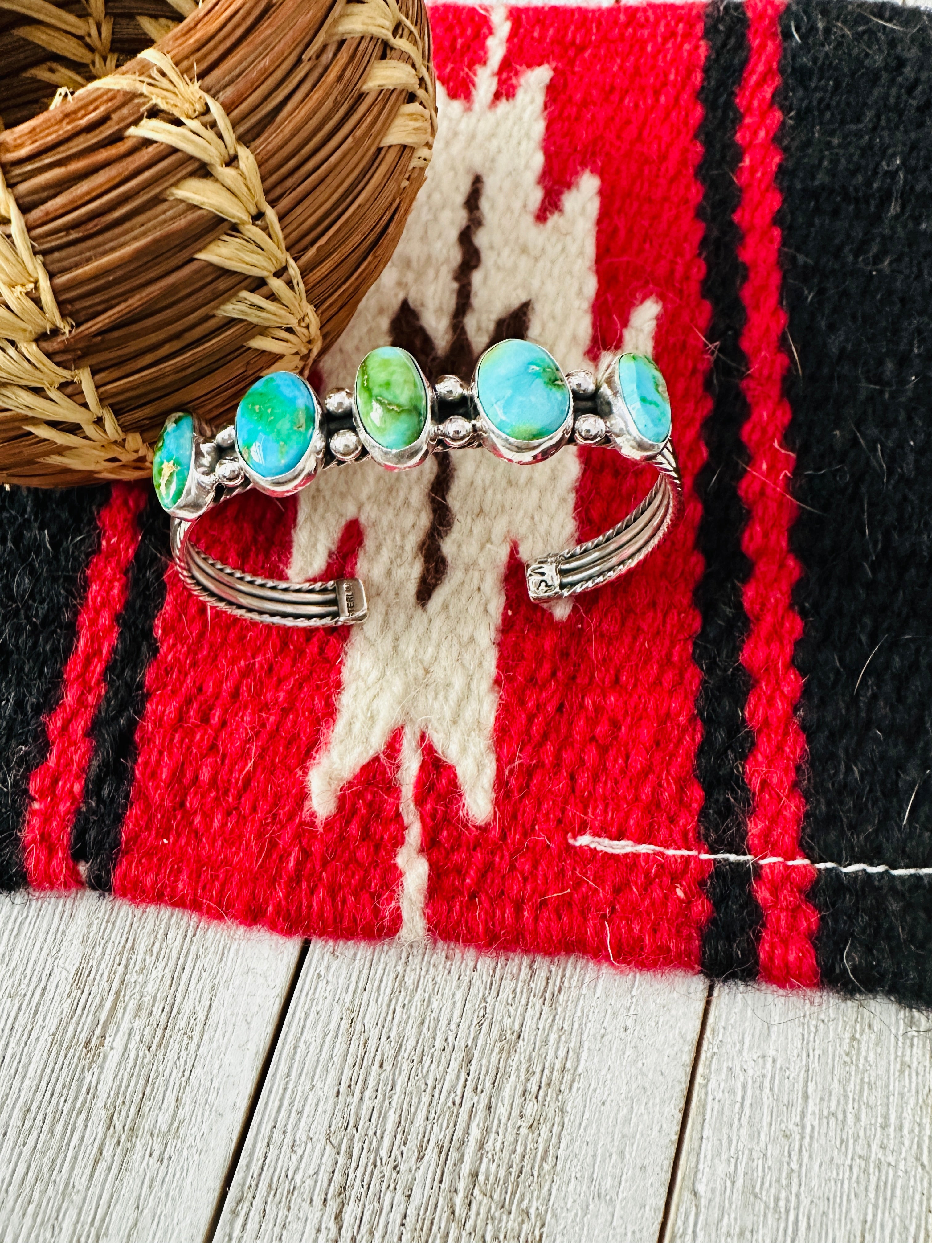 Navajo Sonoran Mountain Turquoise & Sterling Silver Cuff Bracelet