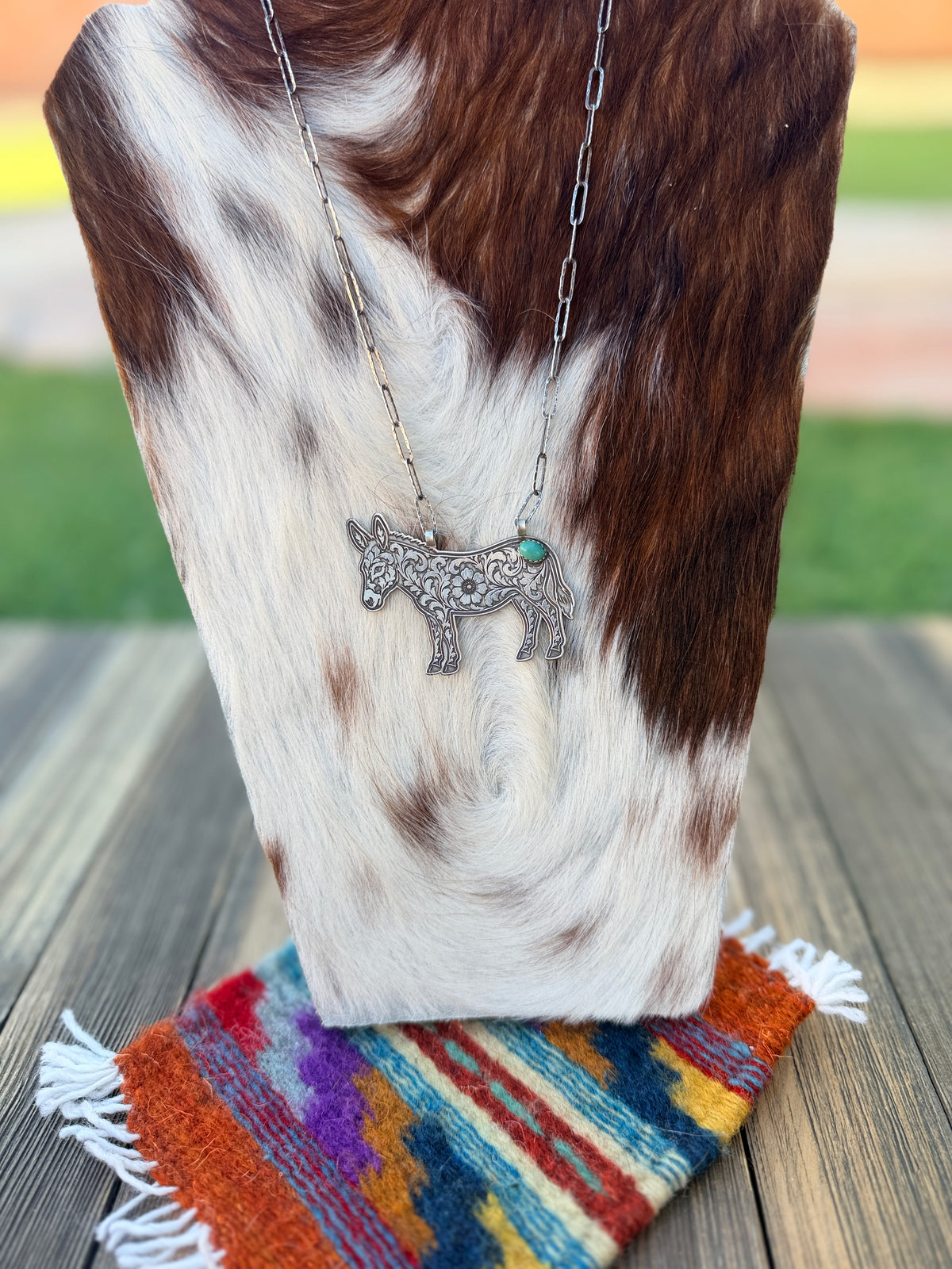 Handmade Sterling Silver & Turquoise Donkey Necklace