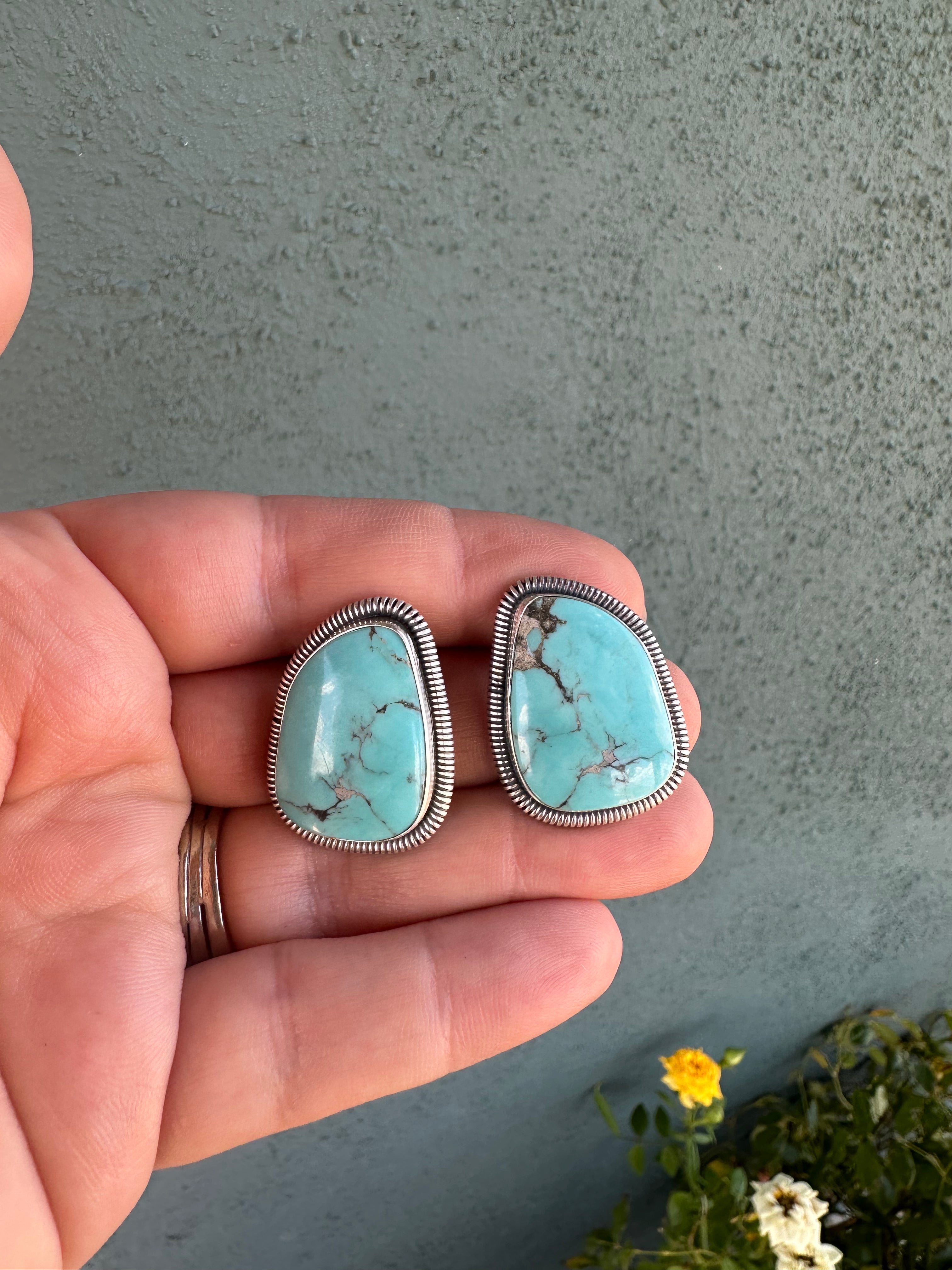 “The Sandra” Navajo Sterling Silver & Turquoise Post Earrings