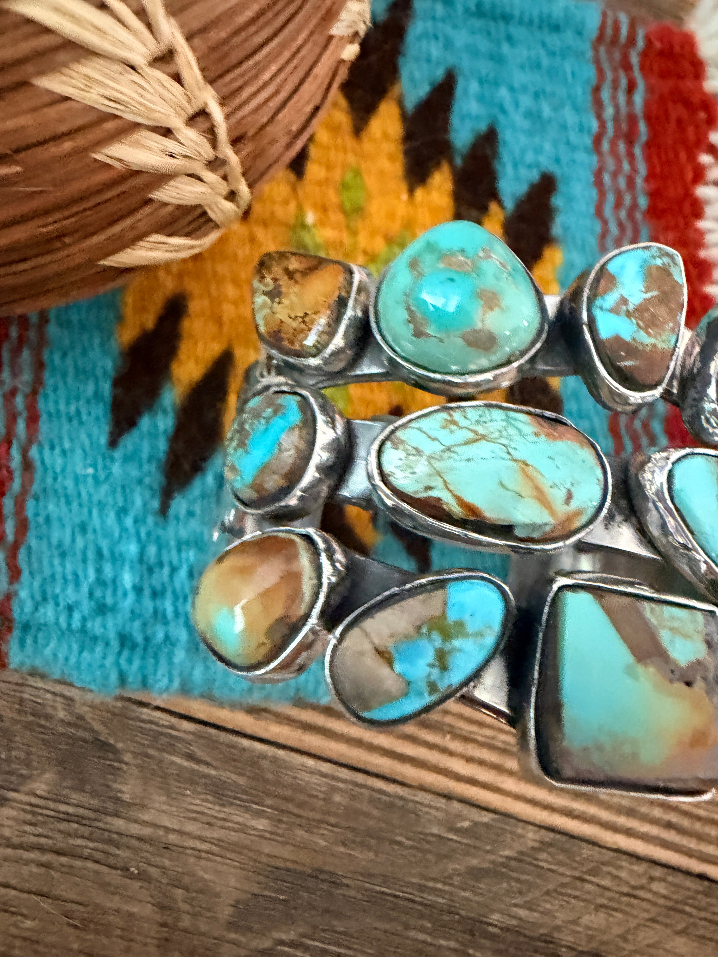 Handcrafted Royston Turquoise & Sterling Silver Cuff Bracelet by Rosella Paxson