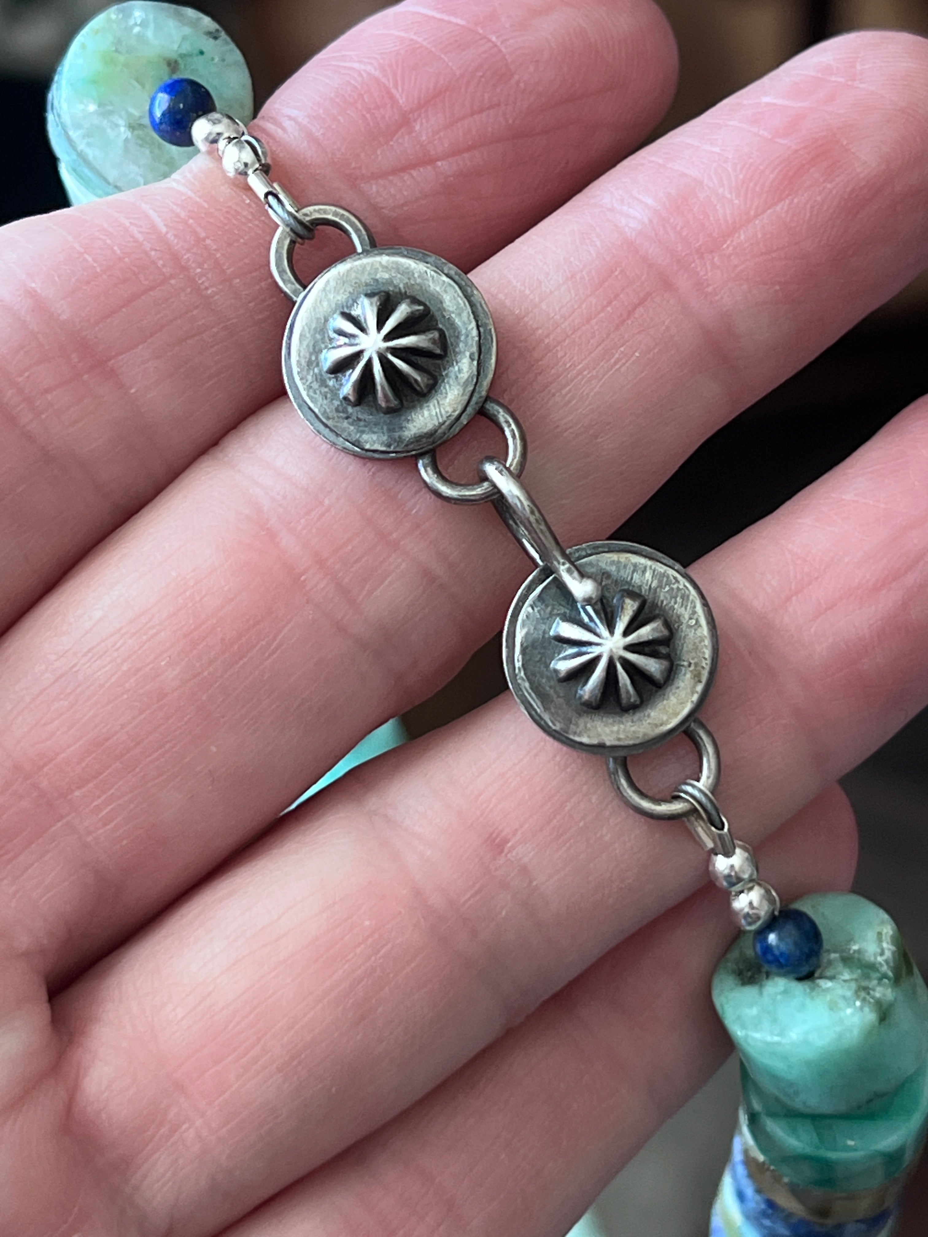 Tularosa Sterling Silver & Chrysocolla Beaded Quail Retablo Necklace