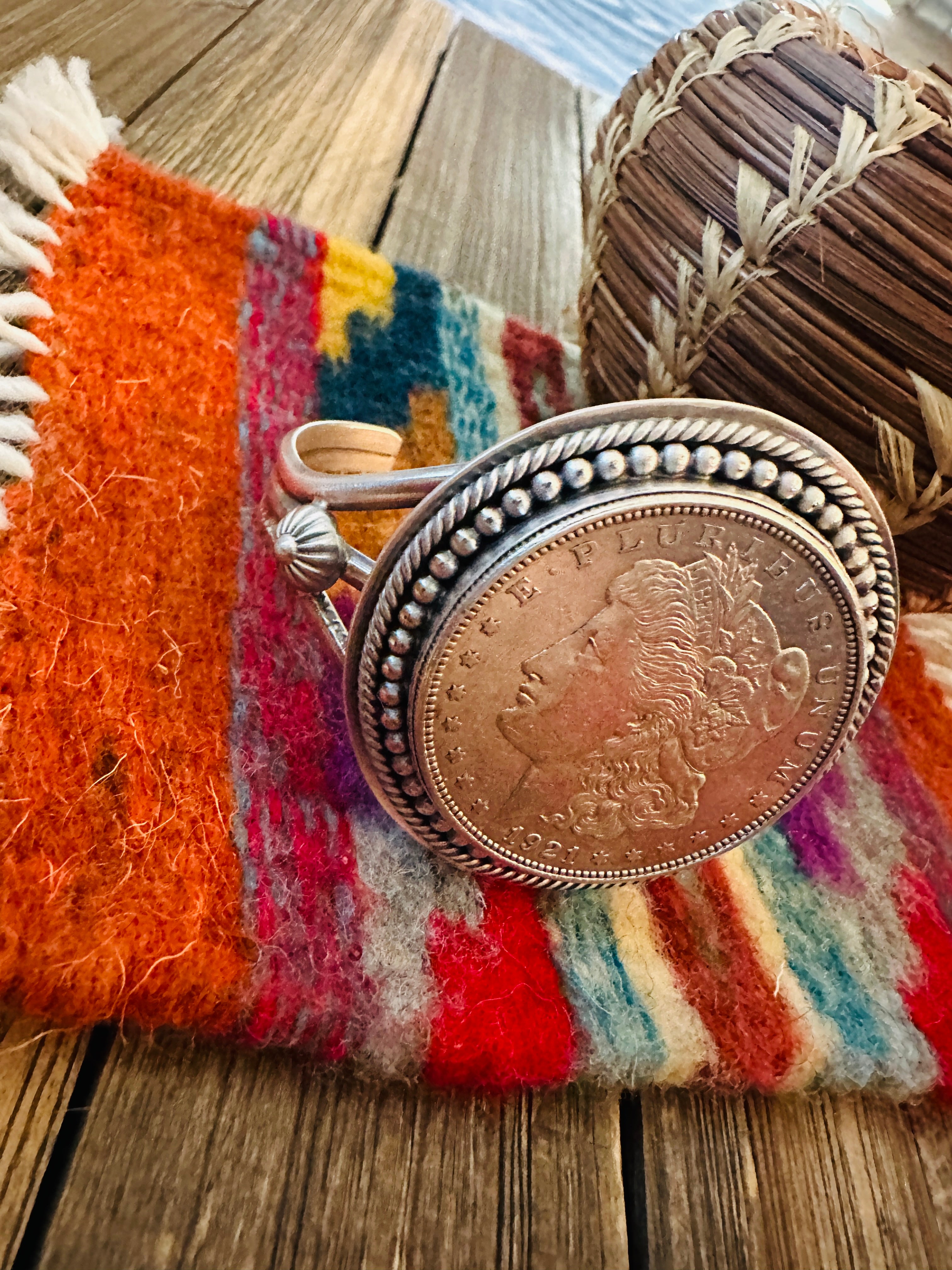 Handcrafted Sterling Silver Morgan Dollar Cuff Bracelet