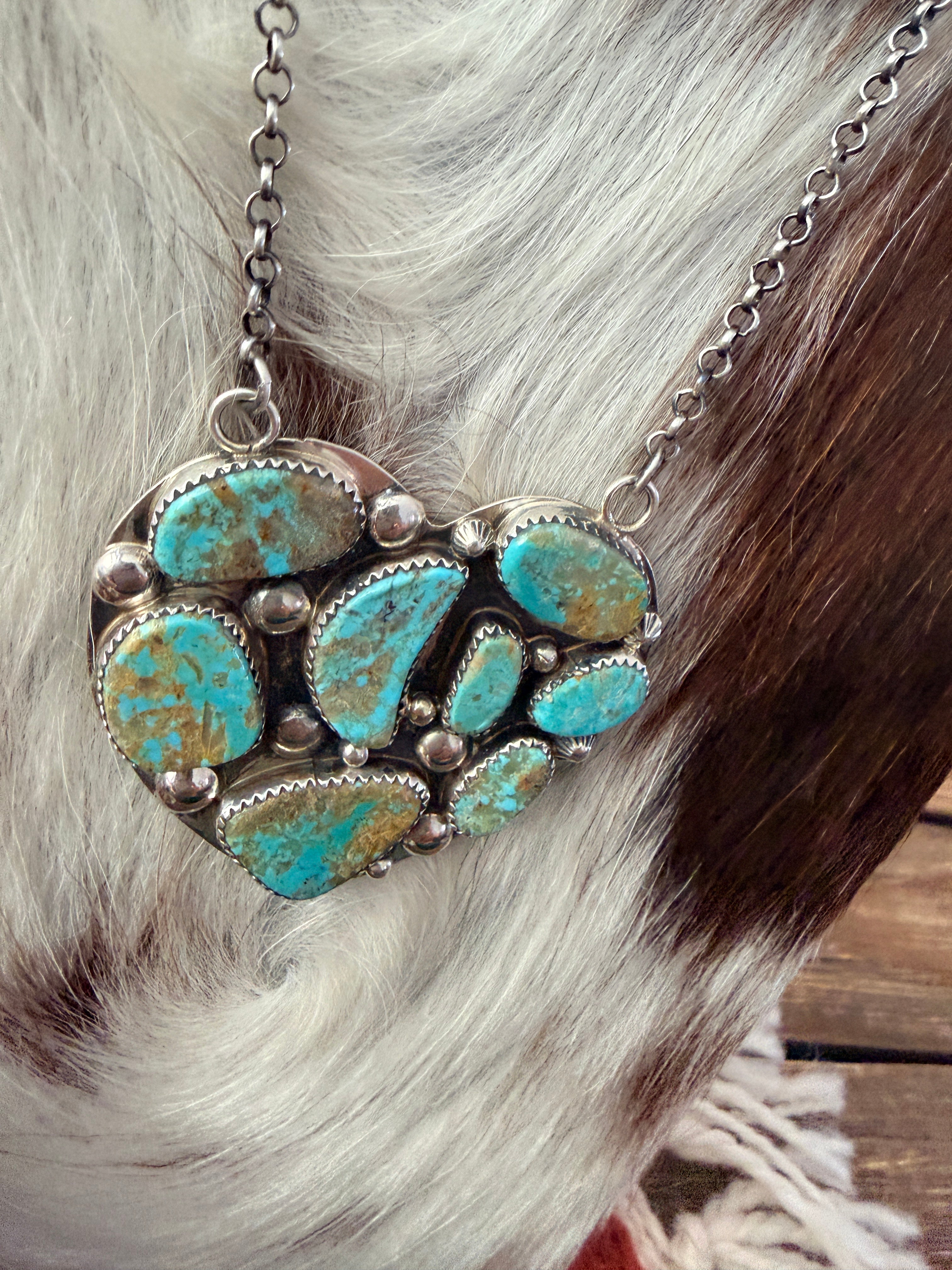 Handcrafted Turquoise & Sterling Silver Heart Necklace by Jacqueline Silver