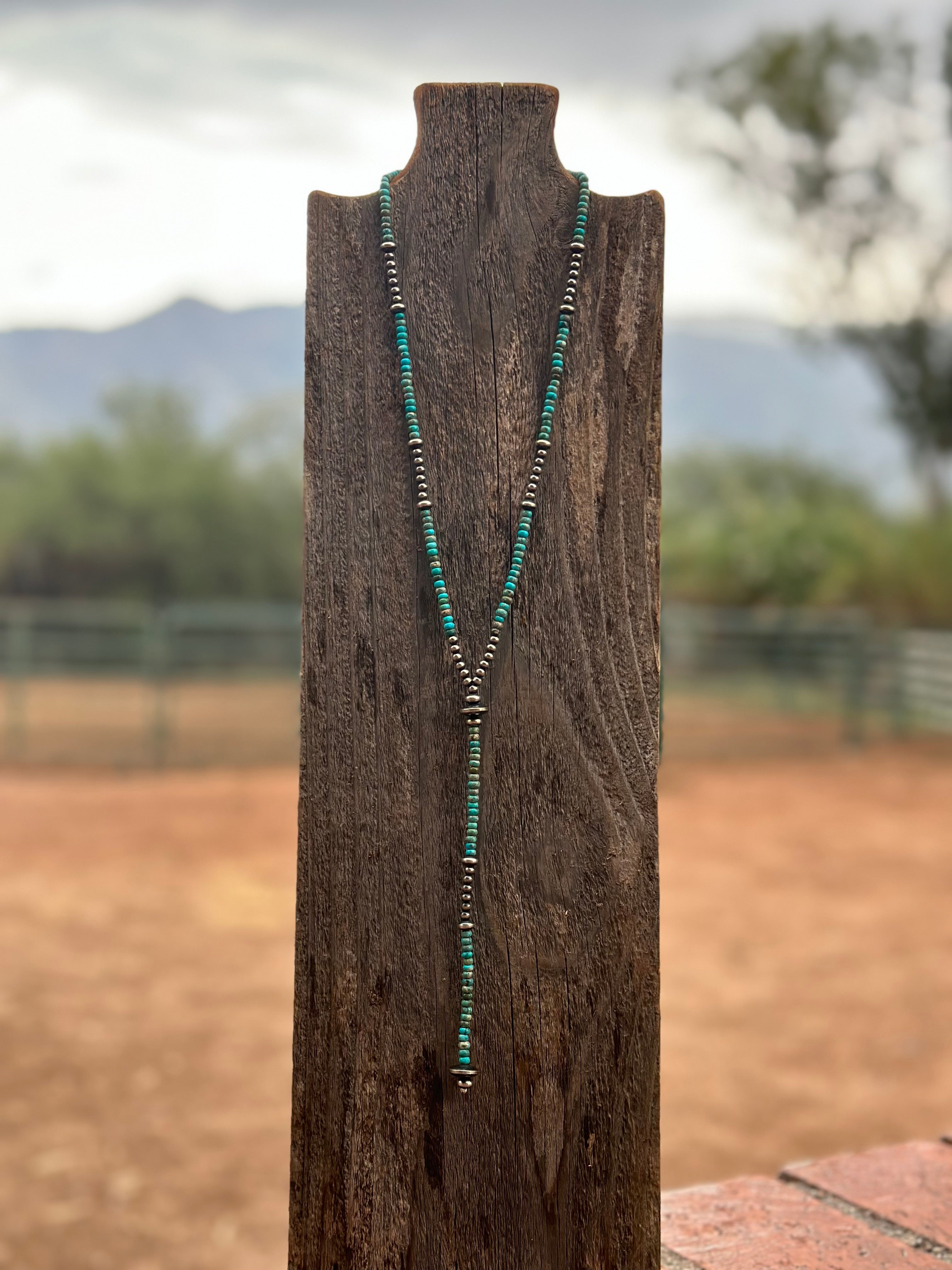 The Cowboy Navajo Sterling Silver & Turquoise Beaded Lariat Necklace