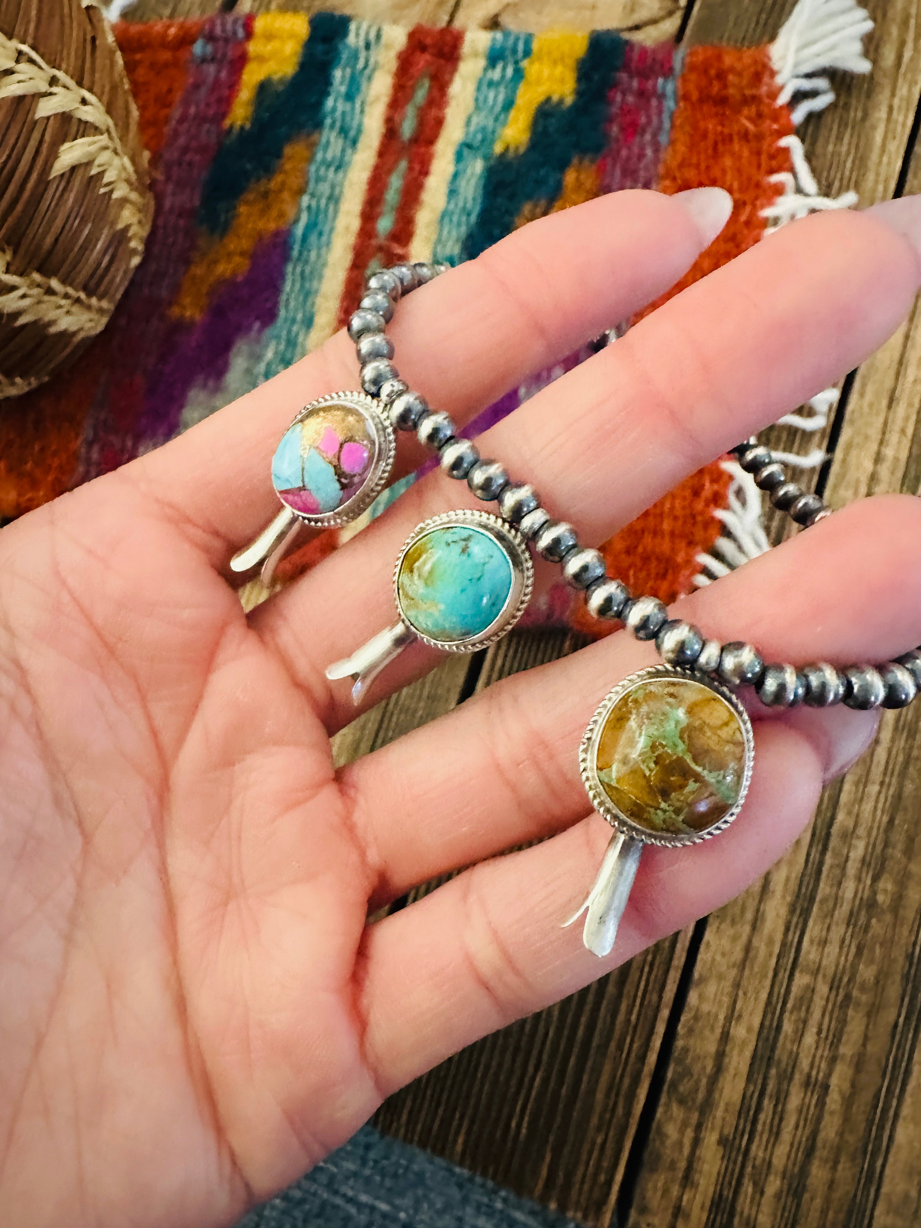 Handcrafted 3mm Sterling Silver Pearl & Multi Stone Blossom Stretch Bracelet