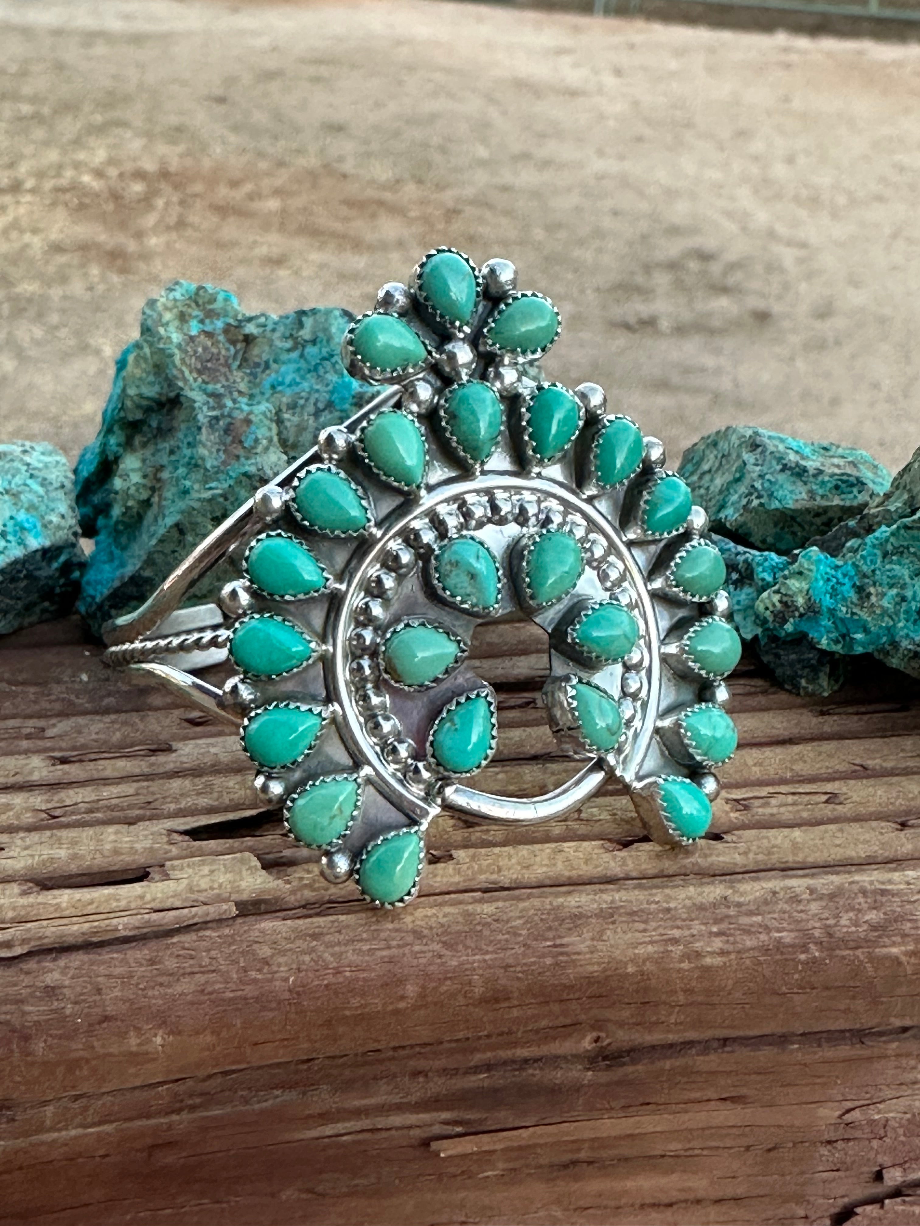 Navajo Turquoise & Sterling Silver Naja Cuff Bracelet