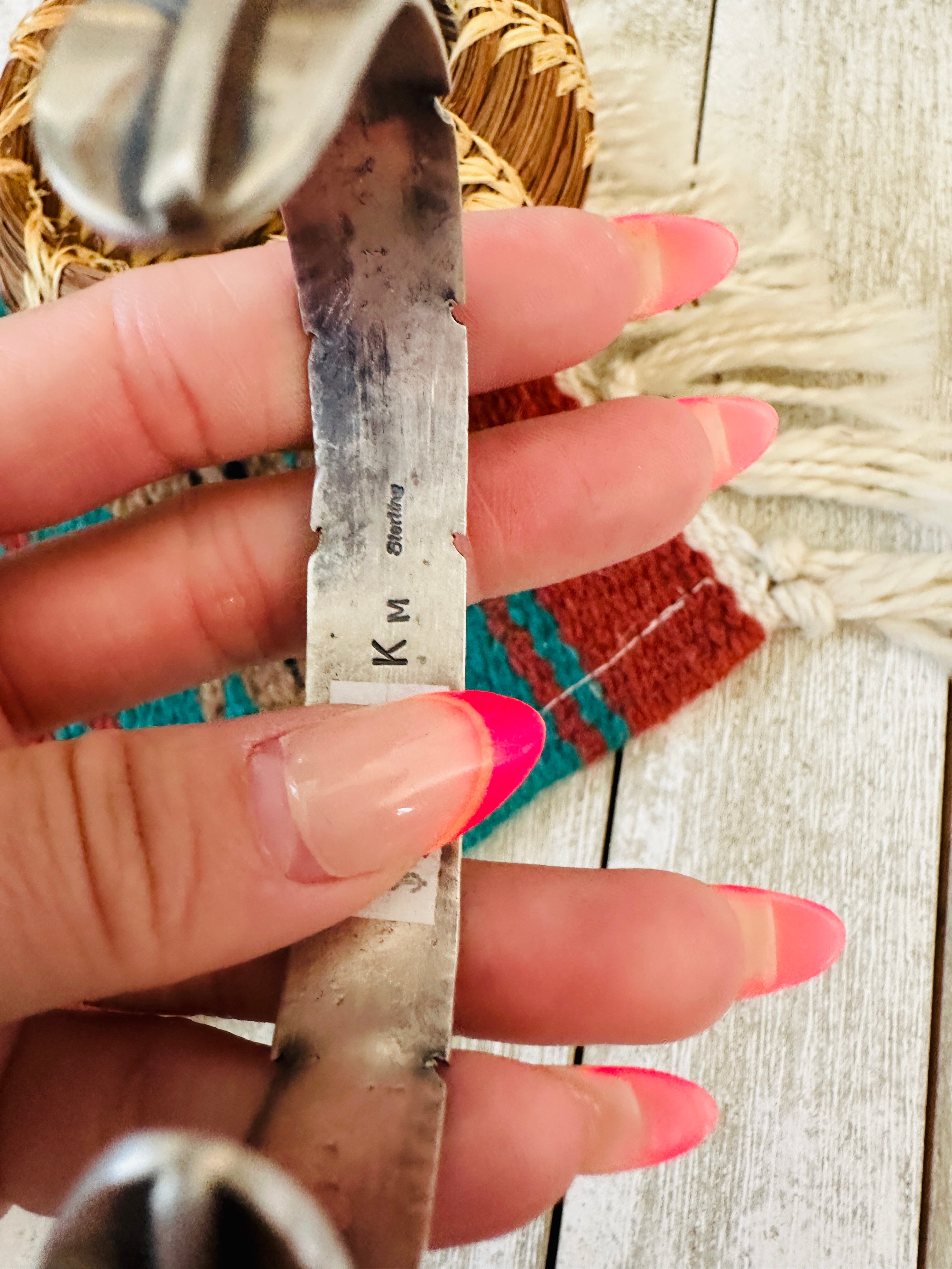 Handcrafted Turquoise & Sterling Silver Feather Cuff Bracelet /