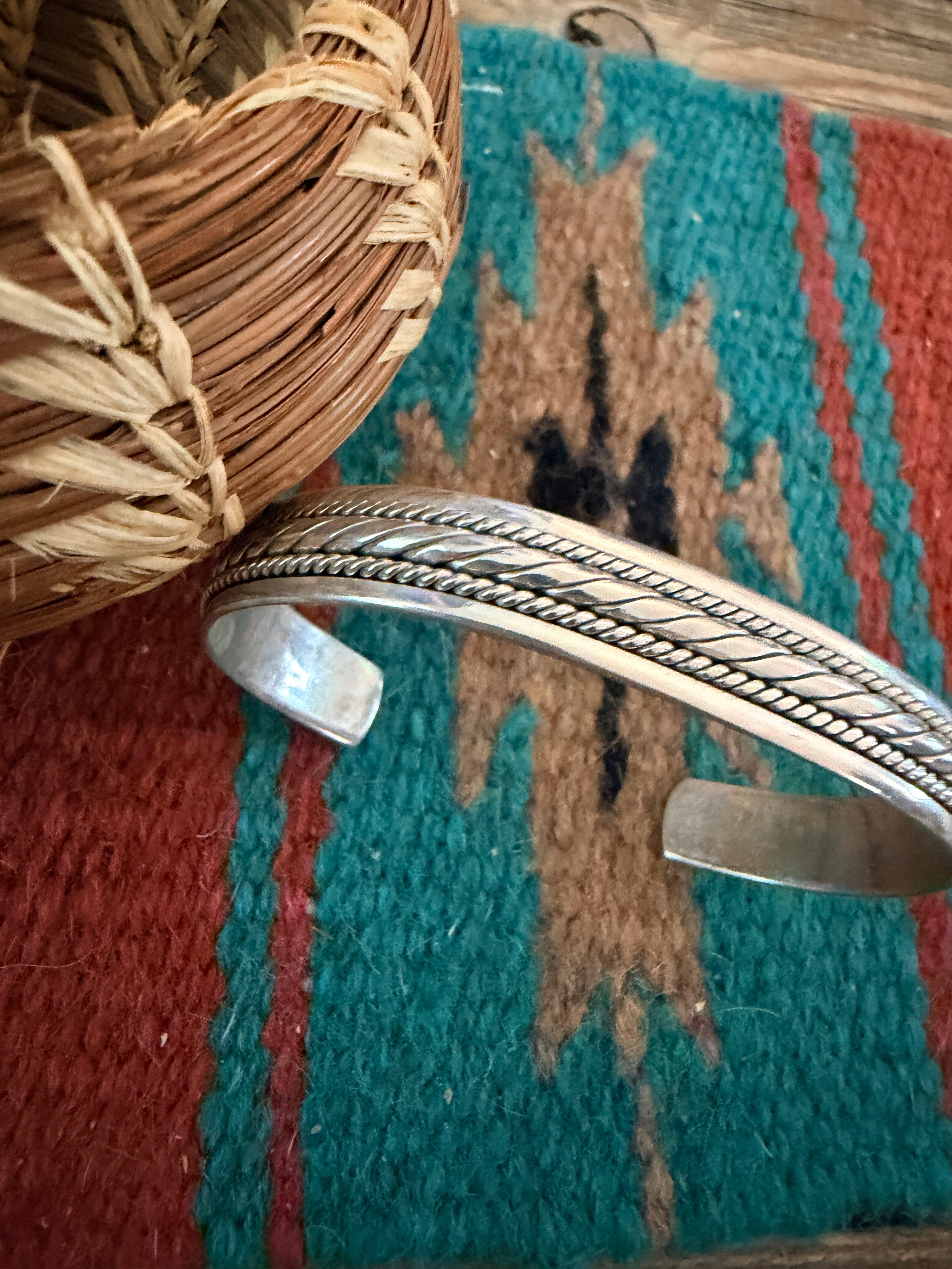 Handcrafted Old Pawn Sterling Silver Cuff Bracelet