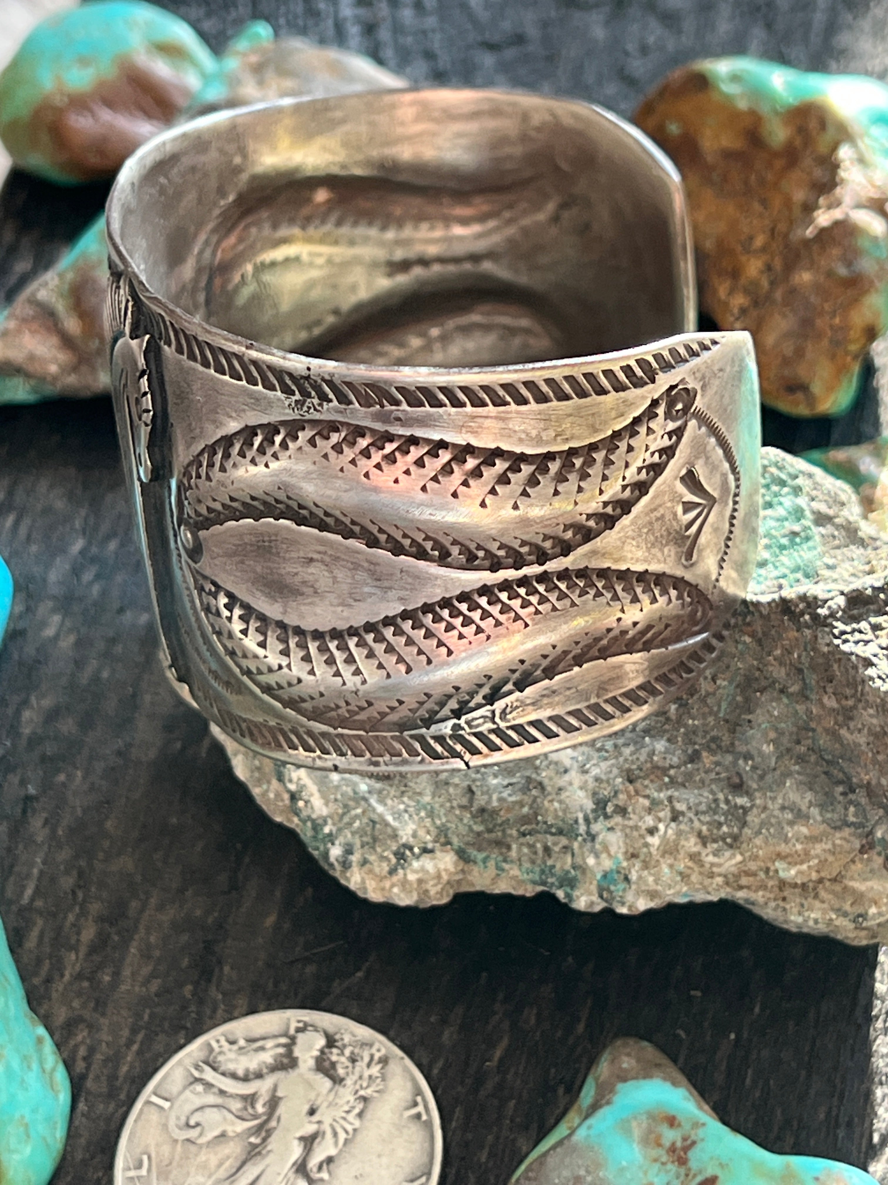Handcrafted & Hand Forged Old Pawn Sterling Silver Ingot Cuff Bracelet by Santa Fe Artist, Buffalo: The Equine