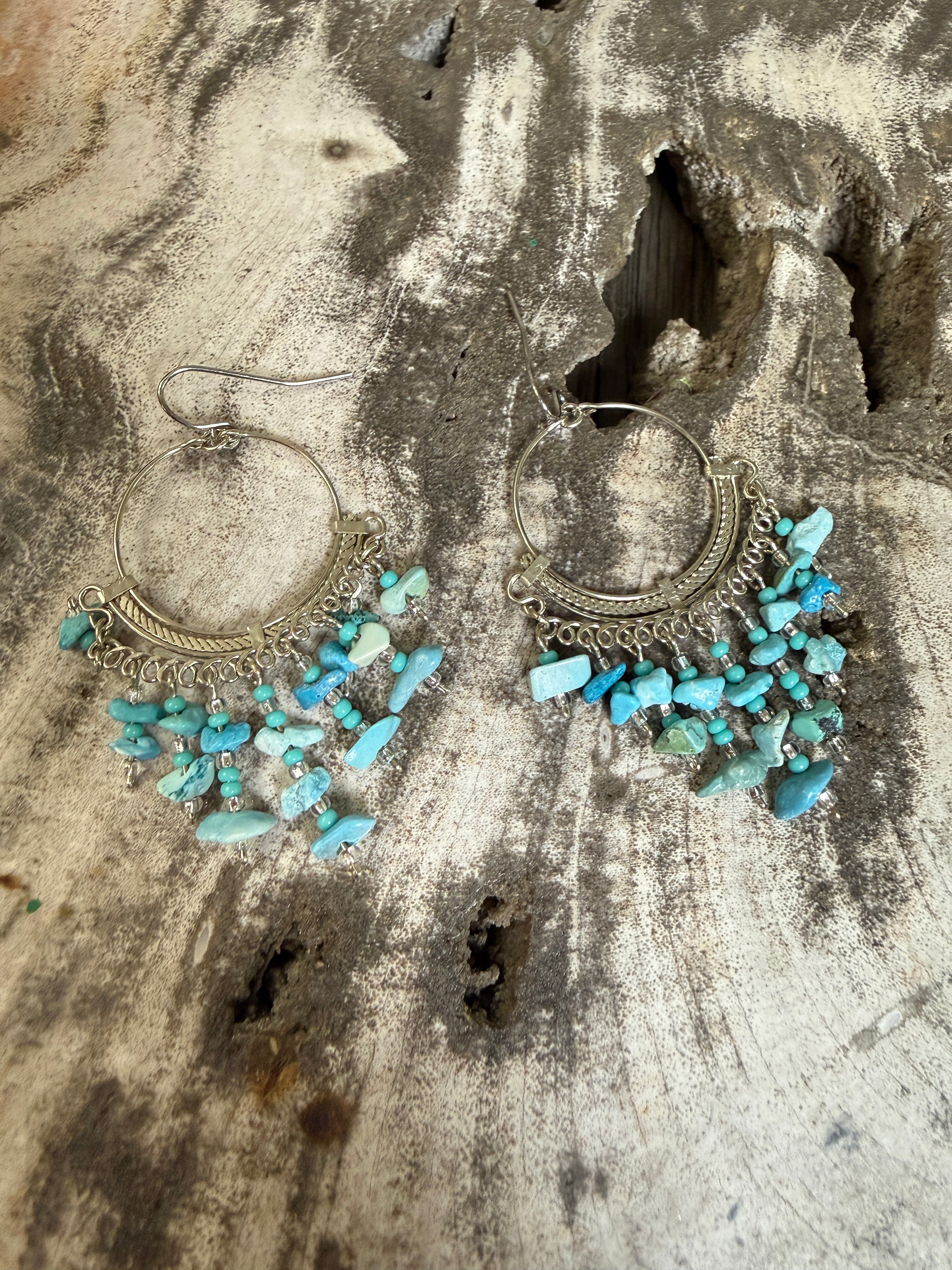 “The Golden Collection” Sea & Sky Hoops Handmade Beaded Surgical Steel Earrings