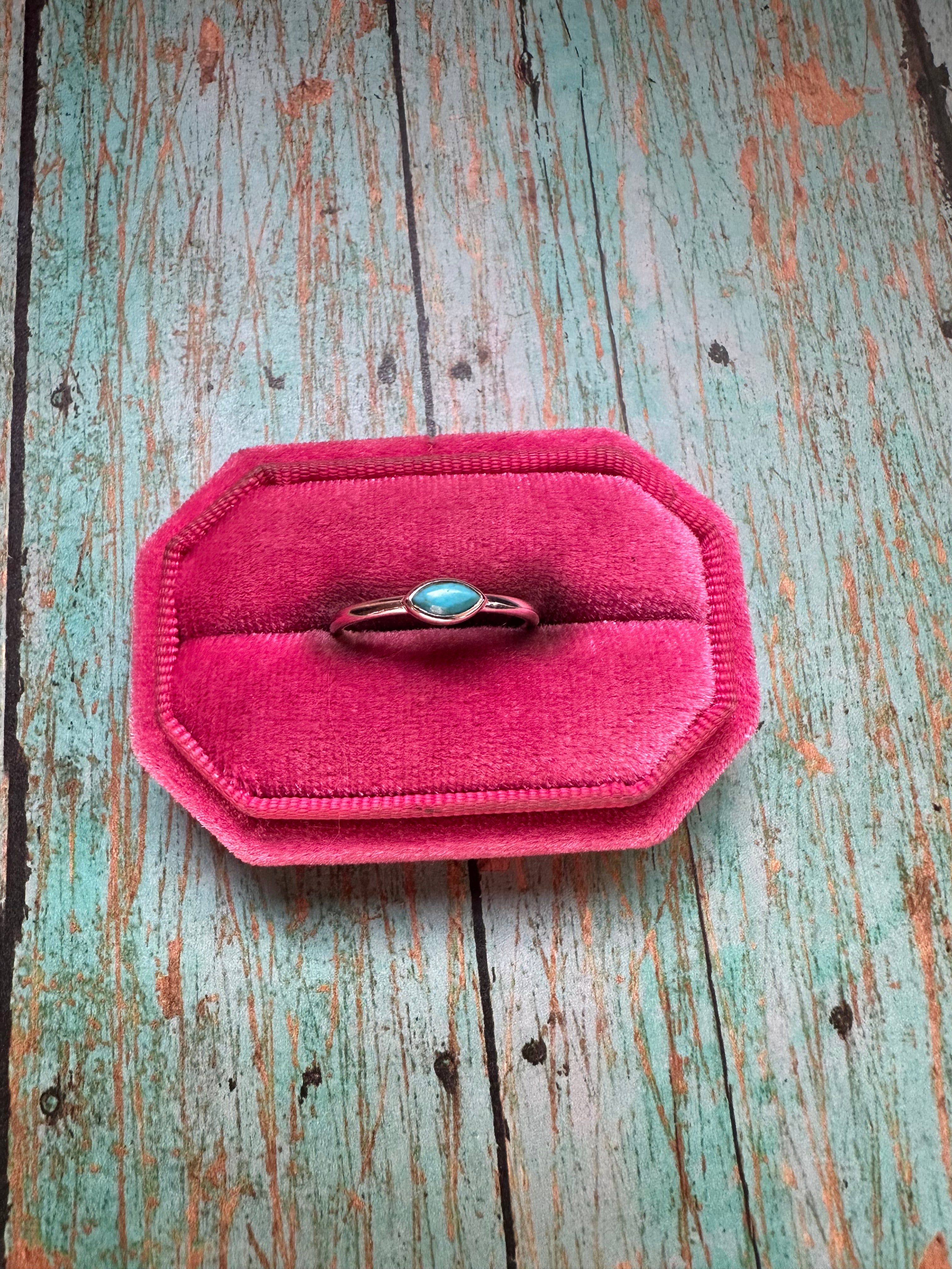 Handmade Sterling Silver & Turquoise Single Oval Stone Ring