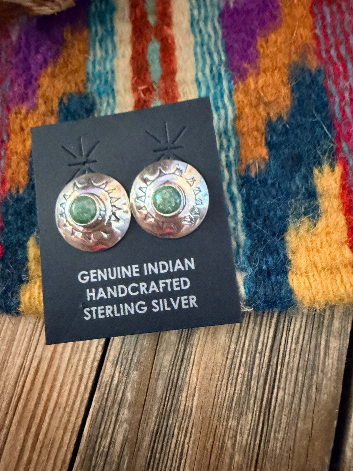 Handcrafted Sterling Silver & Turquoise Concho Stud Earrings