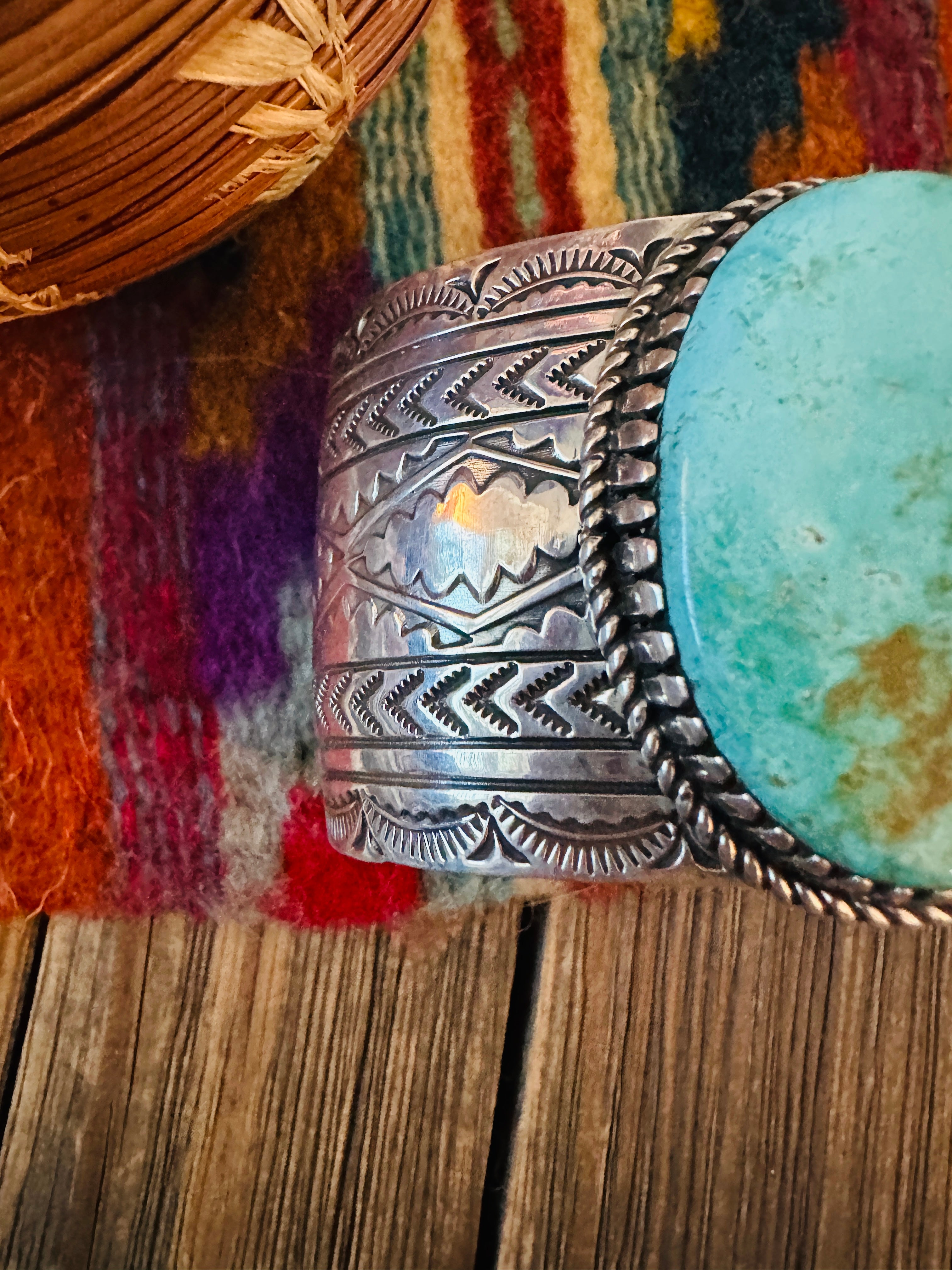 Handcrafted Pilot Mountain Turquoise & Sterling Silver Cuff Bracelet