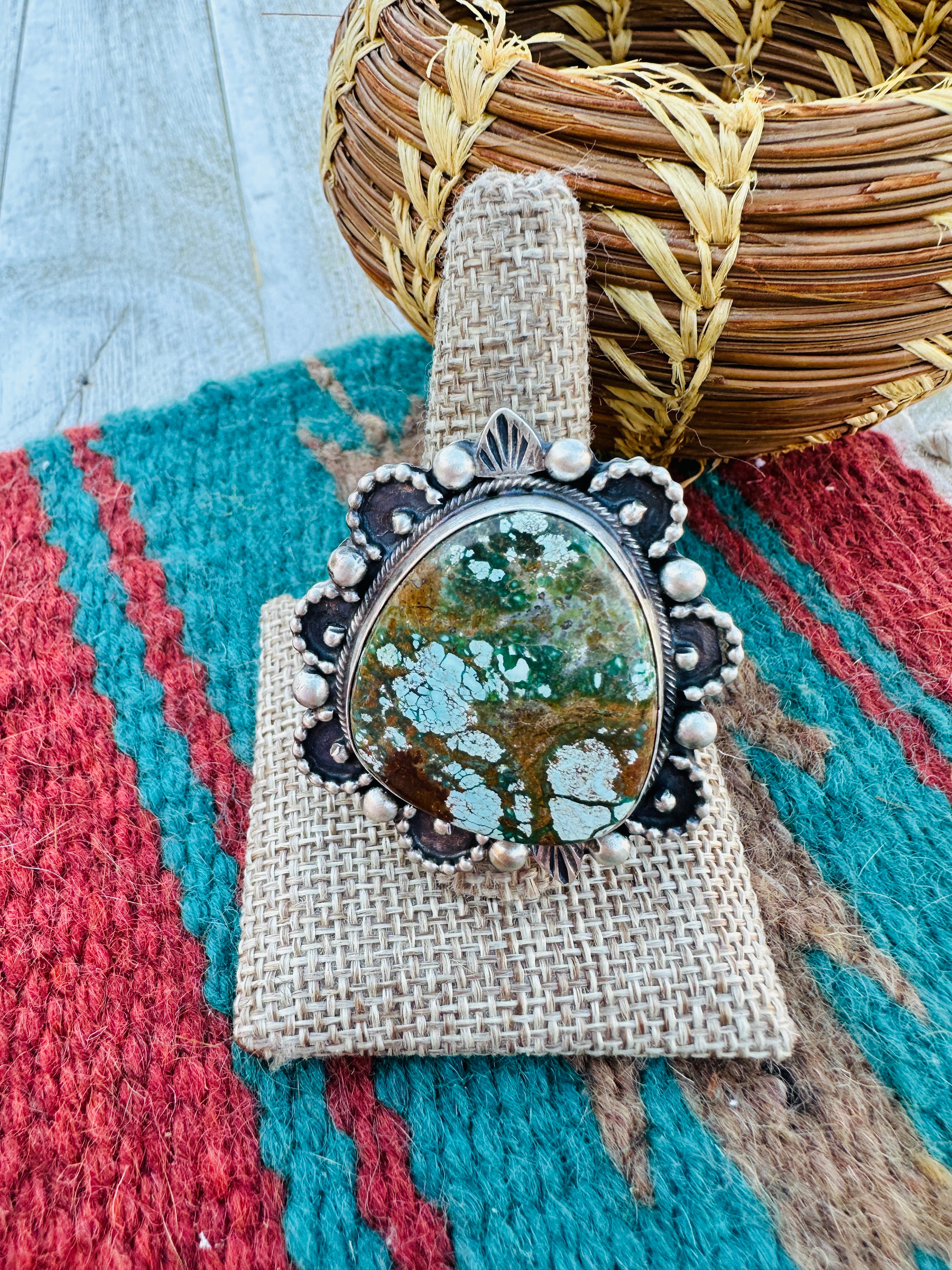 Hand Crafted Turquoise & Sterling Silver Adjustable Ring