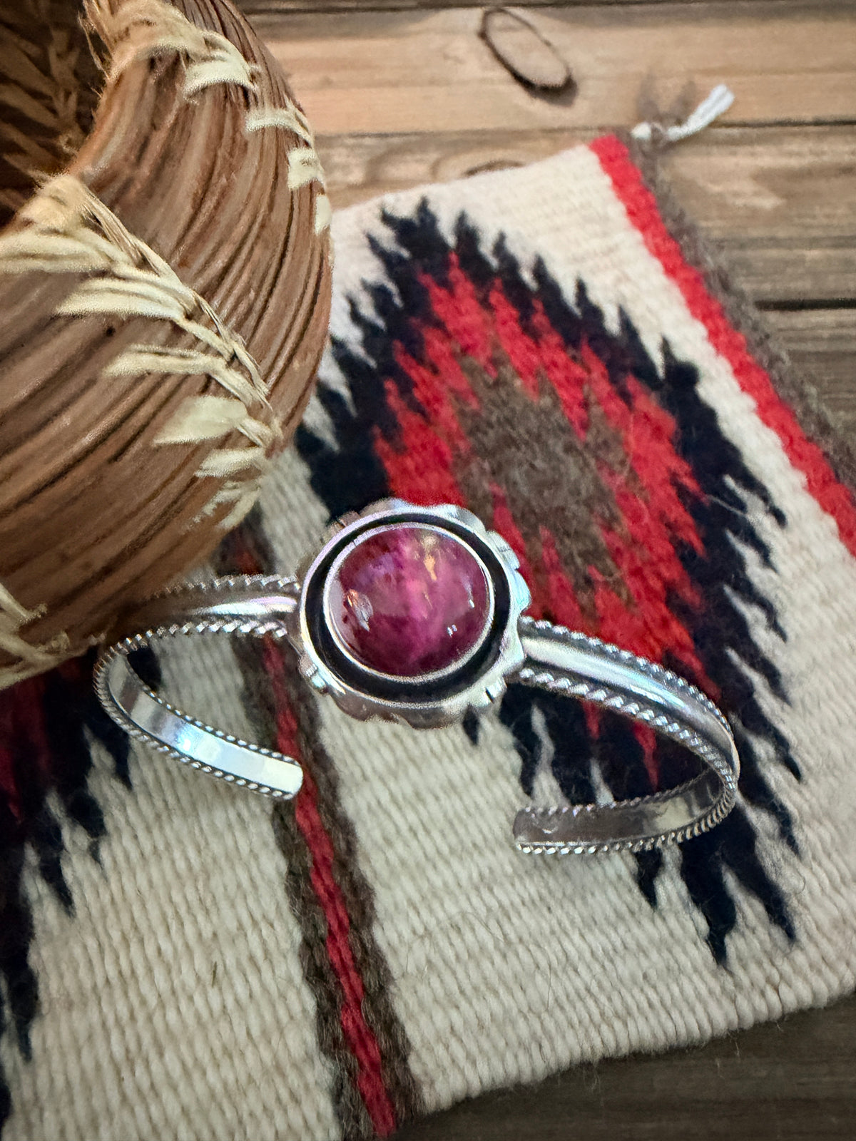 Handcrafted Pink Dream Mojave & Sterling Silver Cuff Bracelet
