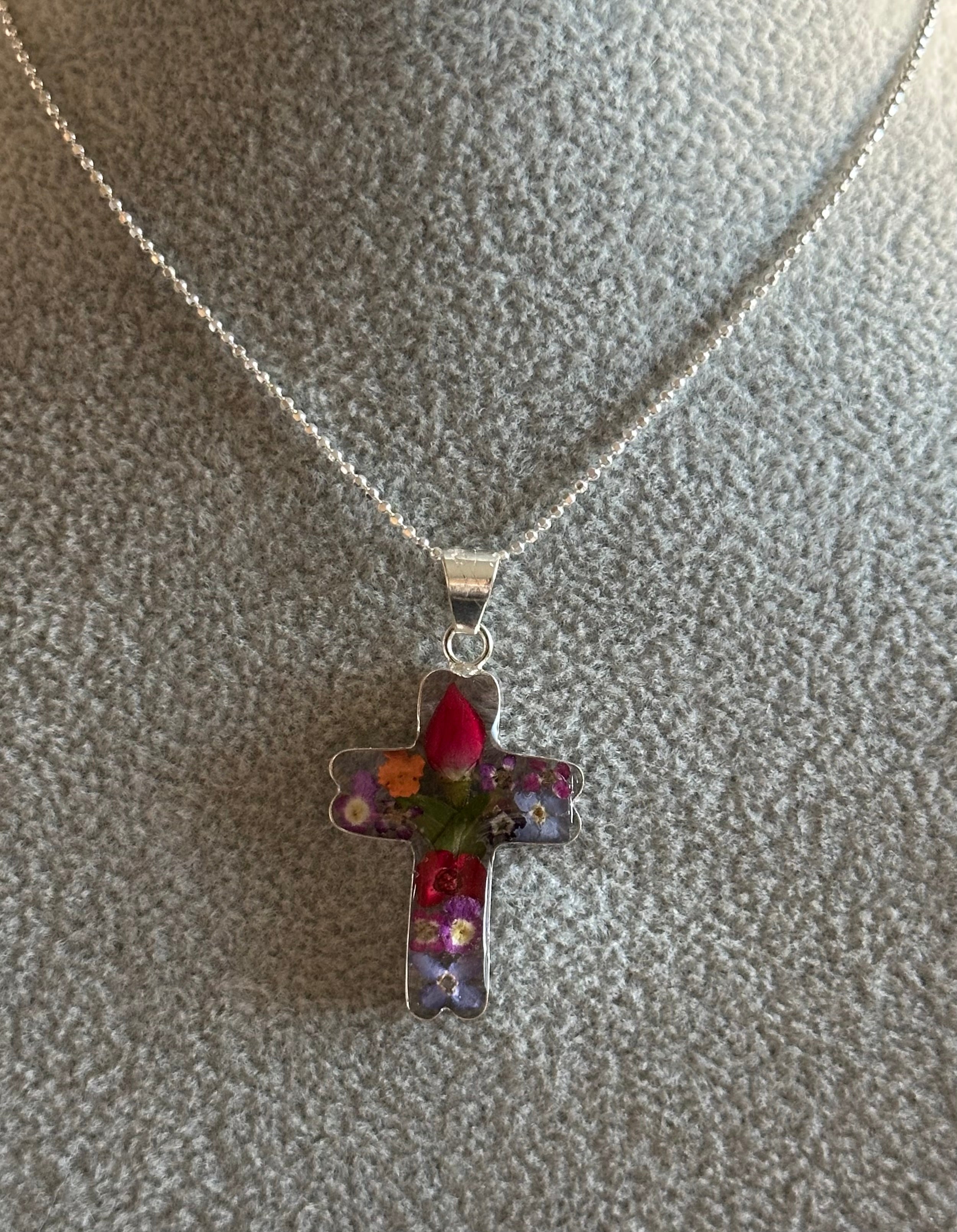 Primavera Cross Pendant Sterling Silver Necklace