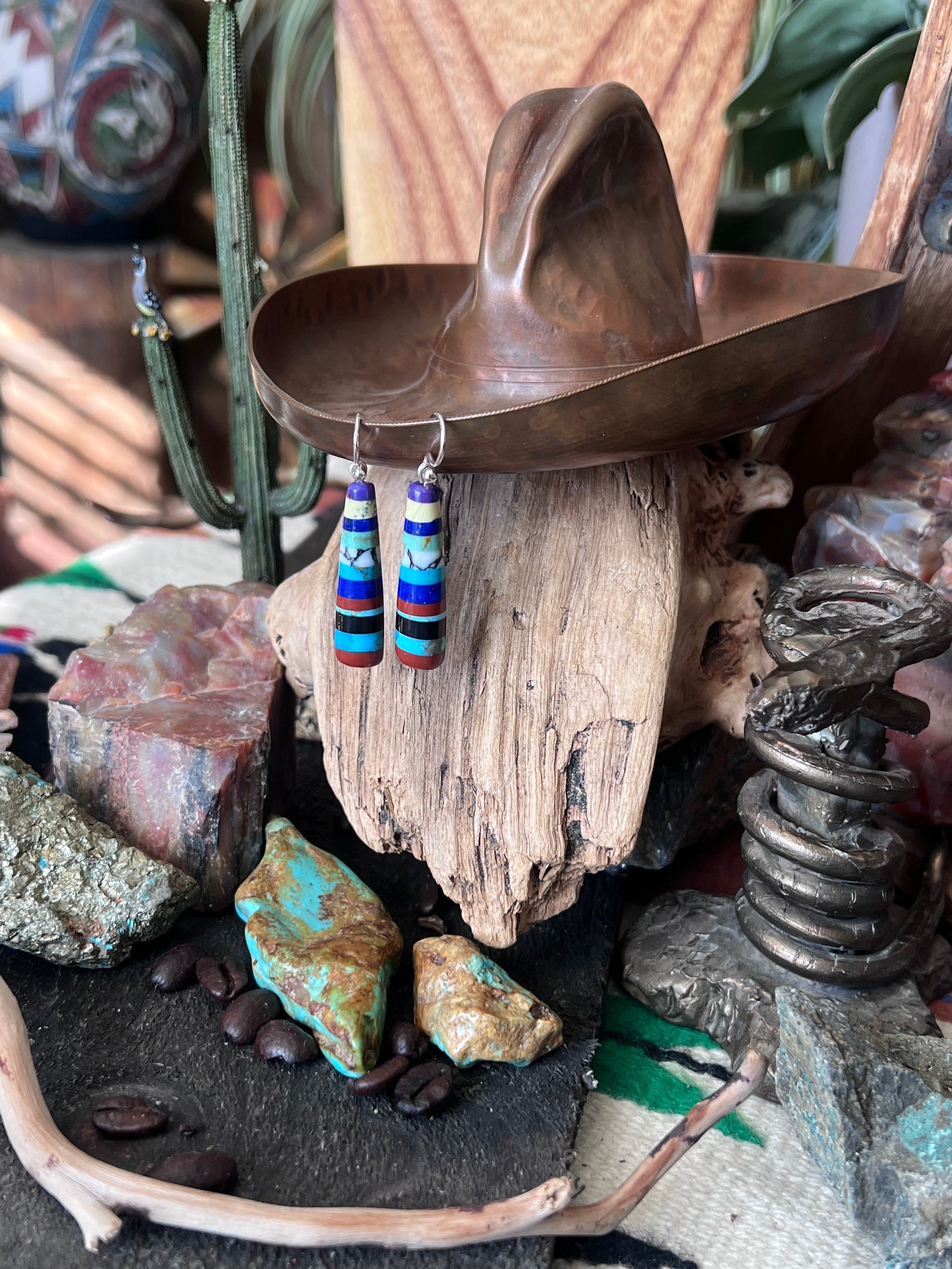 Santo Domingo Layered Multistone Earrings by Ronald Chavez, Stacked Gems #2