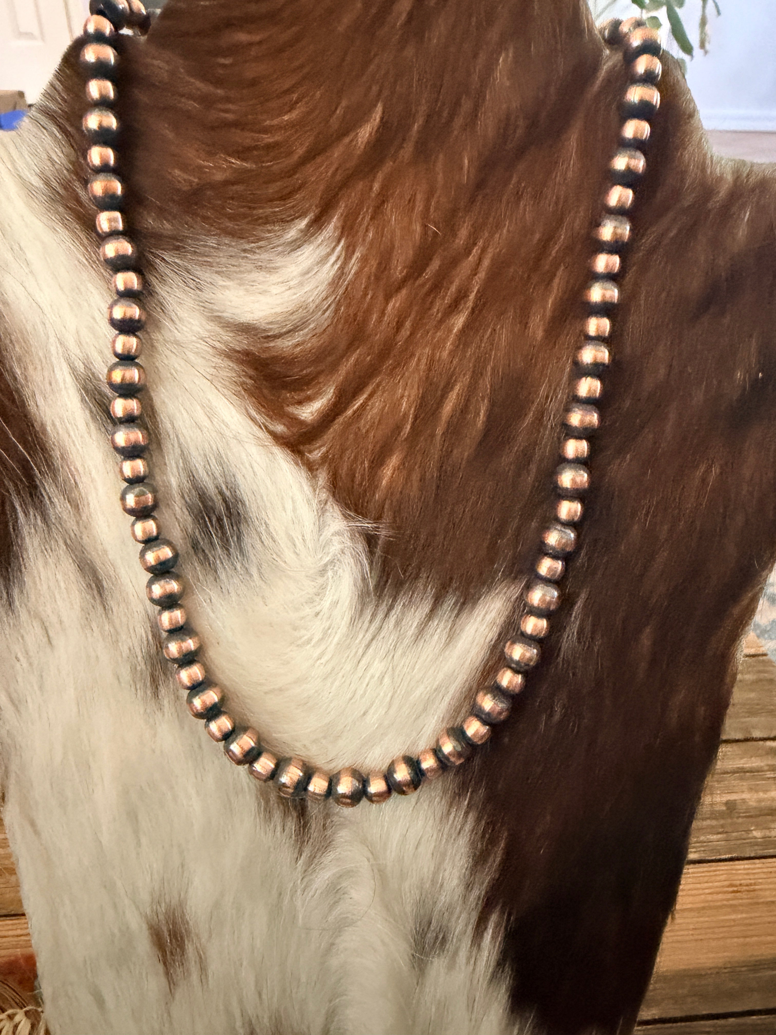 Handcrafted 6-8mm Copper Beaded Necklace
