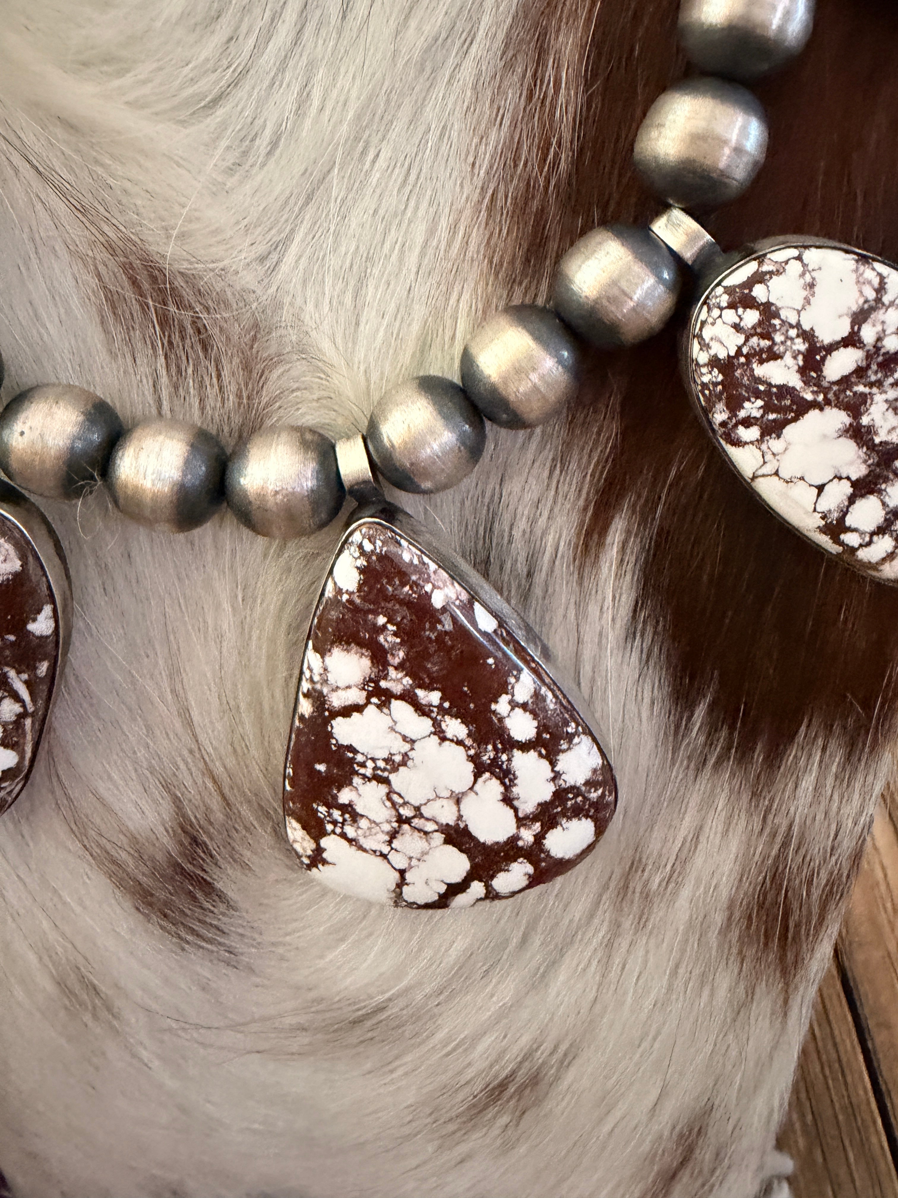 Handcrafted Wild Horse & Sterling Silver Beaded Necklace