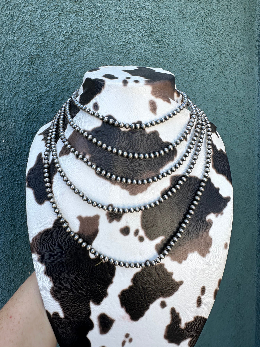 4mm Sterling Silver  Pearl Style Beaded Necklace w/ 2 inch extender