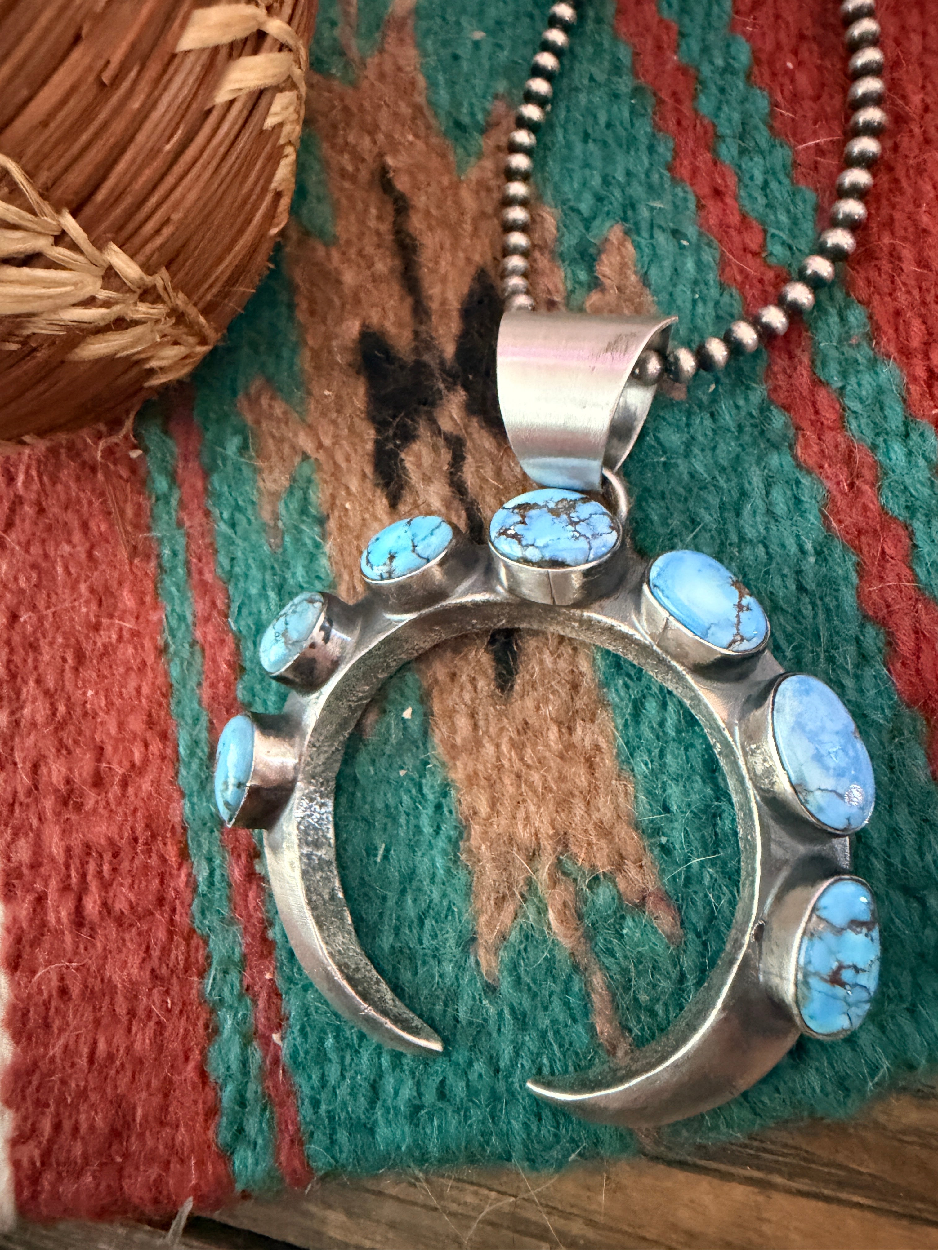 Handcrafted Sterling Silver & Golden Hills Turquoise Naja Pendant by Chimney Butte
