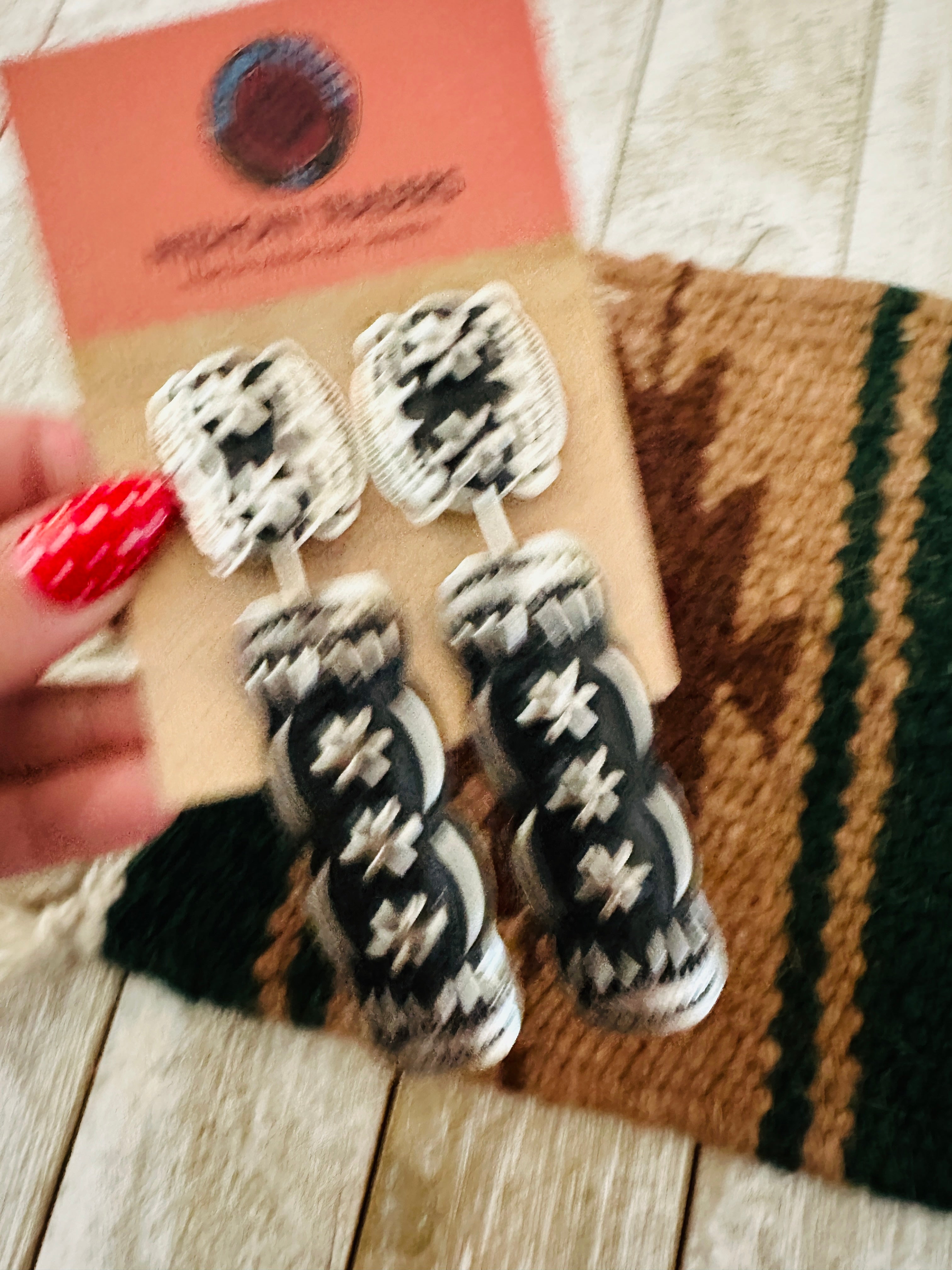 Handcrafted Sterling Silver Concho Dangle Earrings by Leander Tahe