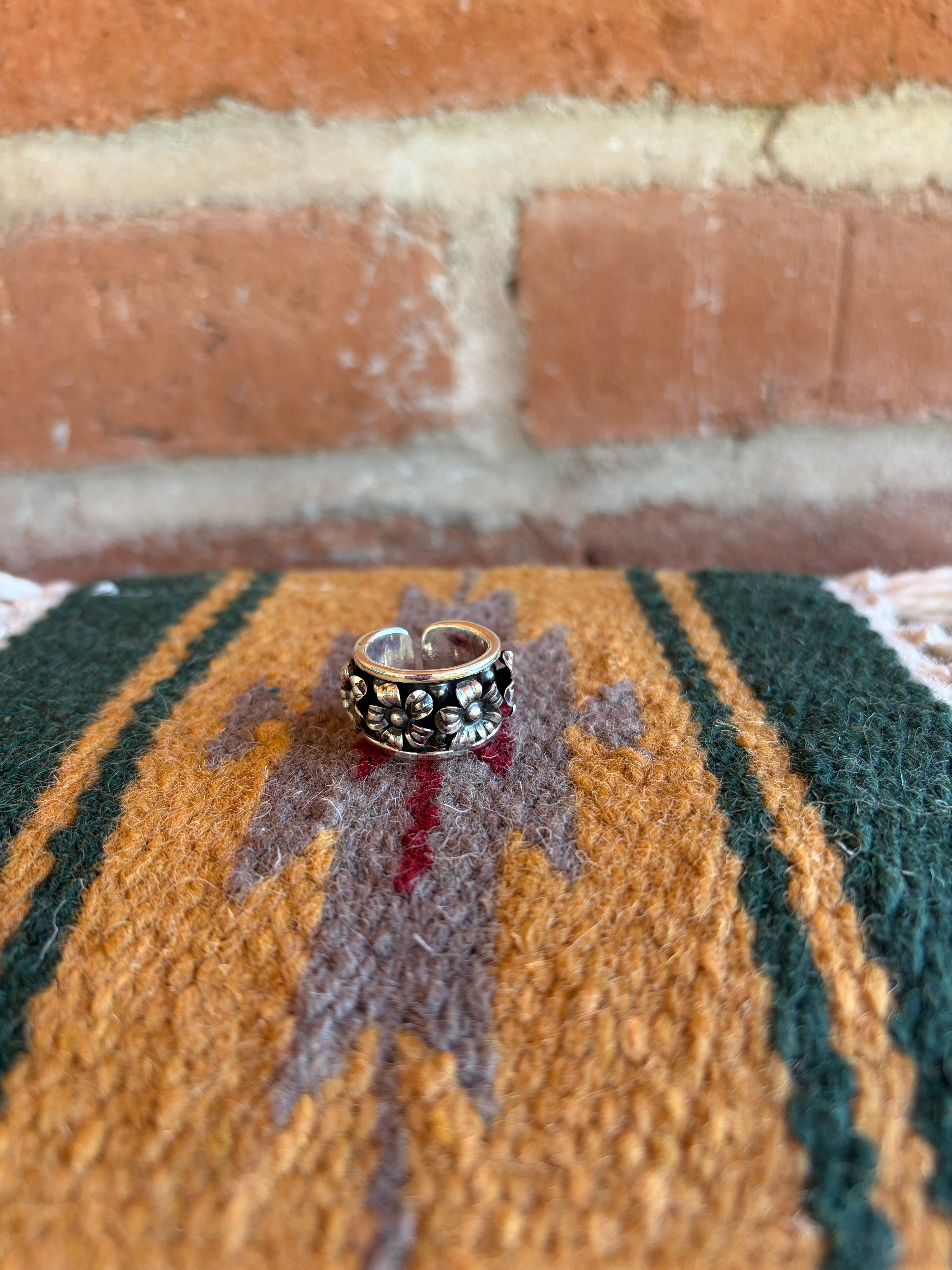 Handmade Sterling Silver Adjustable Flower Ring