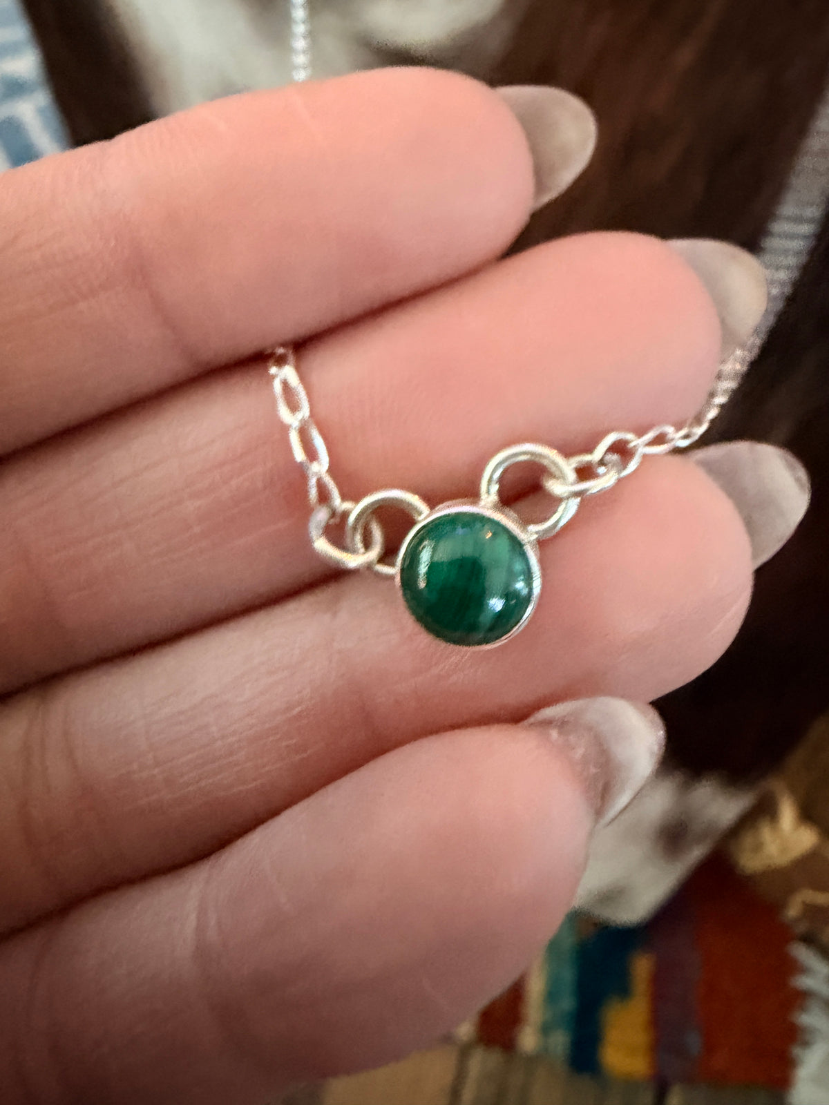 Handcrafted Sterling Silver & Malachite Dot Necklace