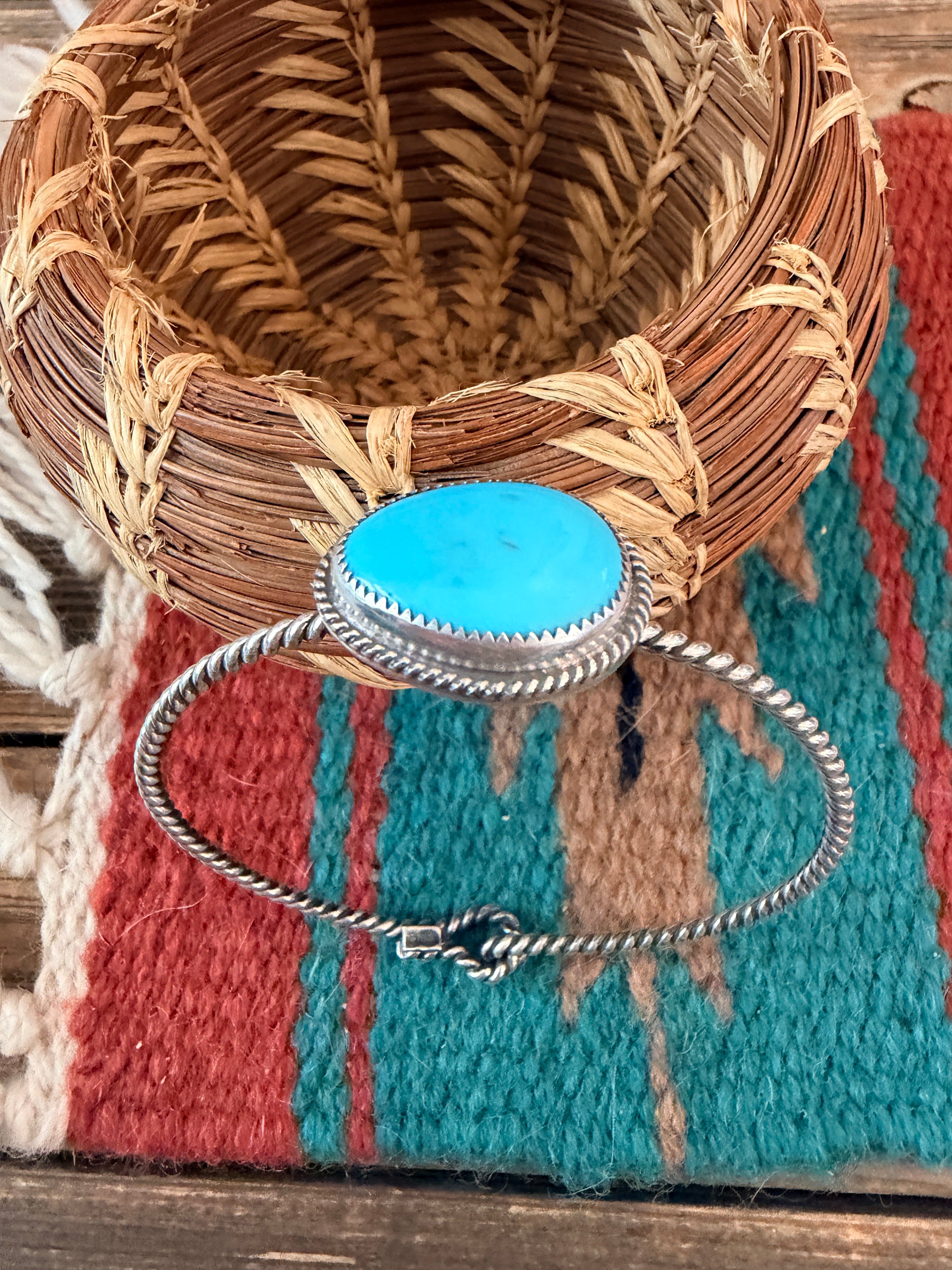 Handmade Turquoise & Sterling Silver Bangle Bracelet