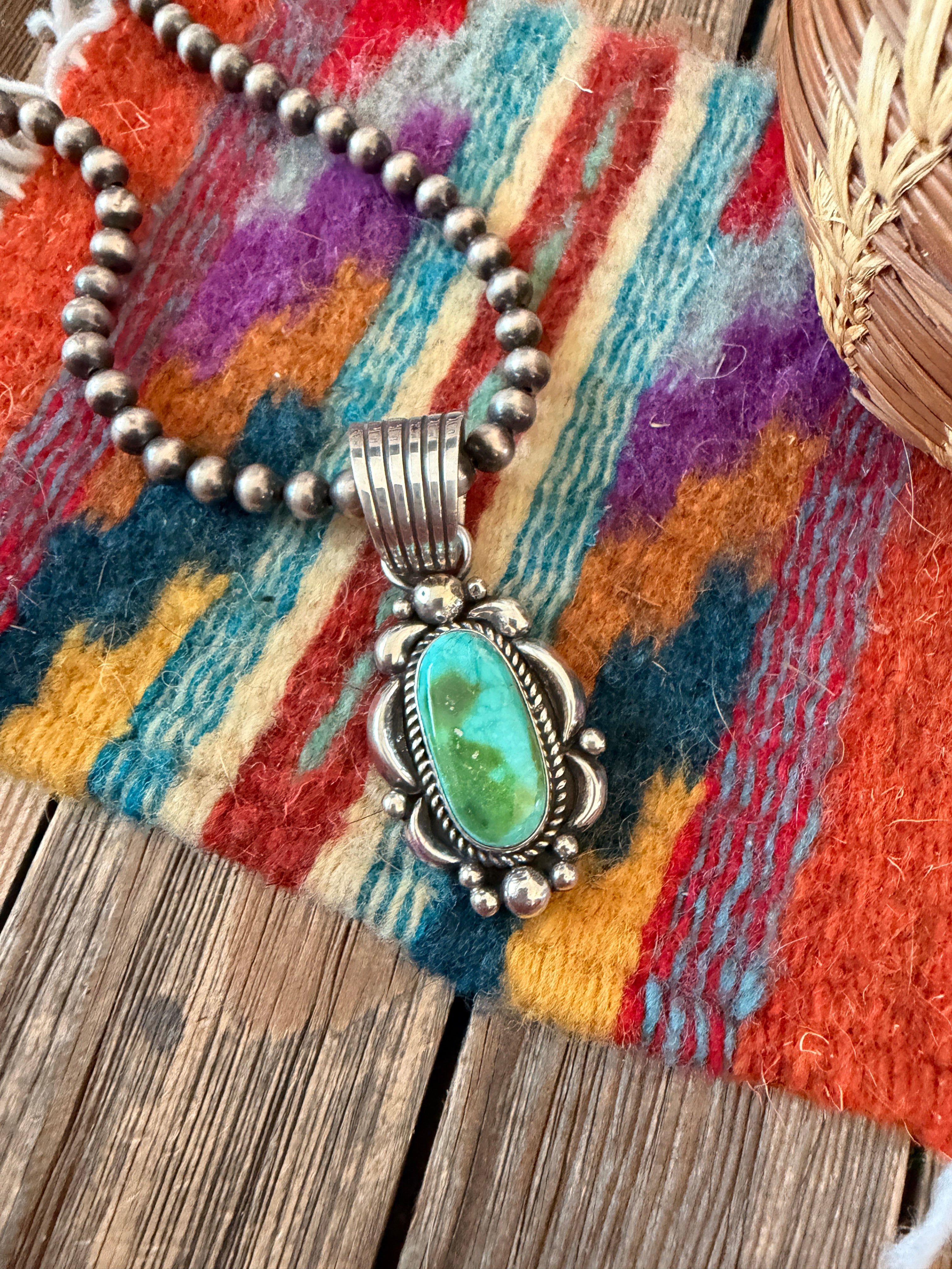 Handcrafted Sterling Silver & Sonoran Mountain Turquoise Pendant by Albert Jake