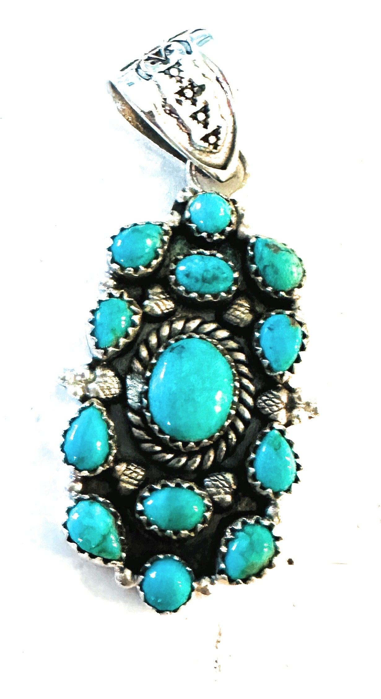 Handmade Sterling Silver & Turquoise Cluster Pendant