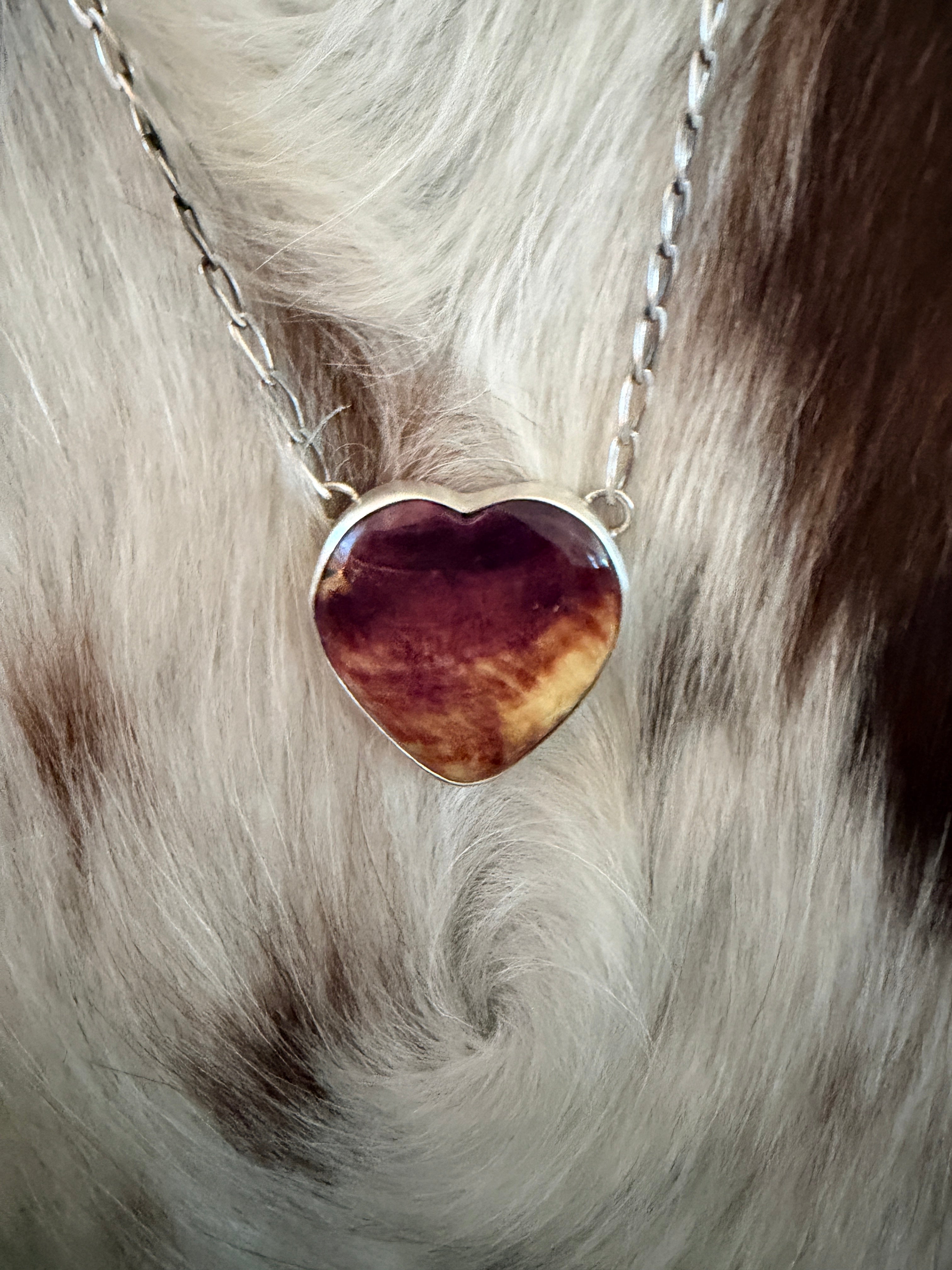 Handcrafted Spiny Oyster & Sterling Silver Heart Necklace