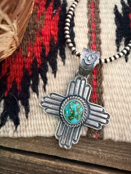 Handcrafted Sterling Silver & Sonoran Mountain Turquoise Zia Cross Pen