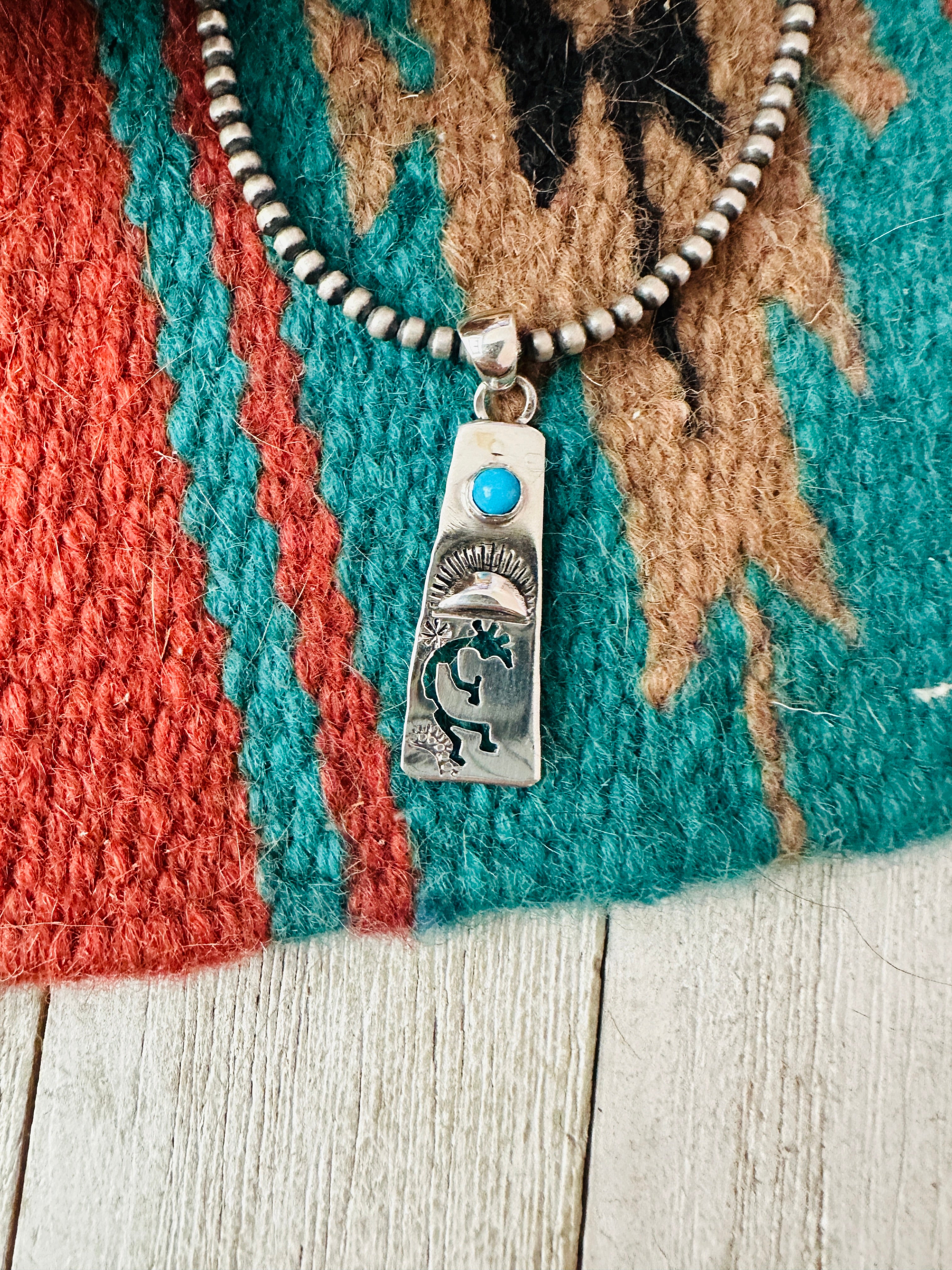 Navajo Turquoise & Sterling Silver Kokopelli Pendant