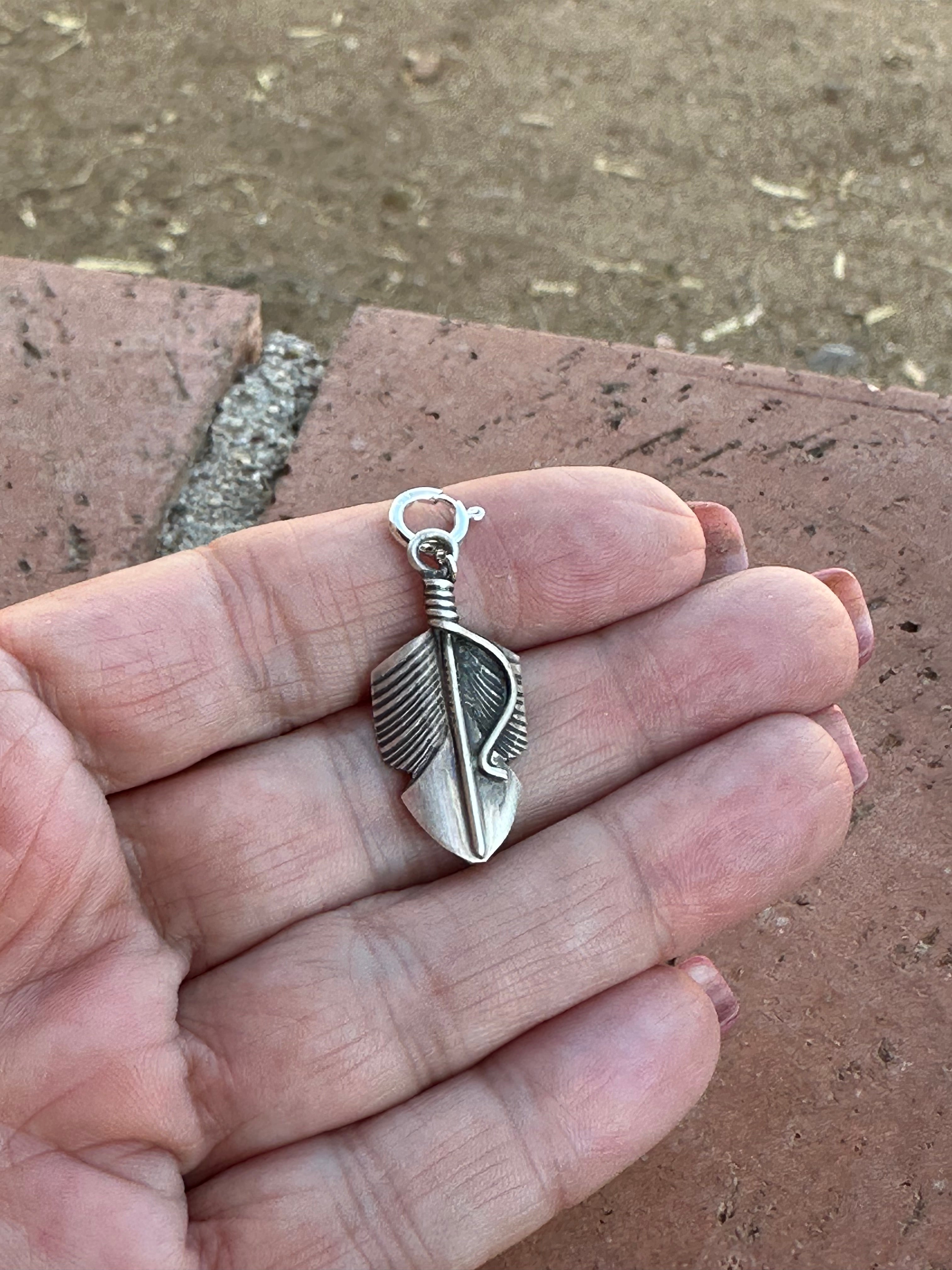 Navajo Crafted Sterling Silver Feather Charm