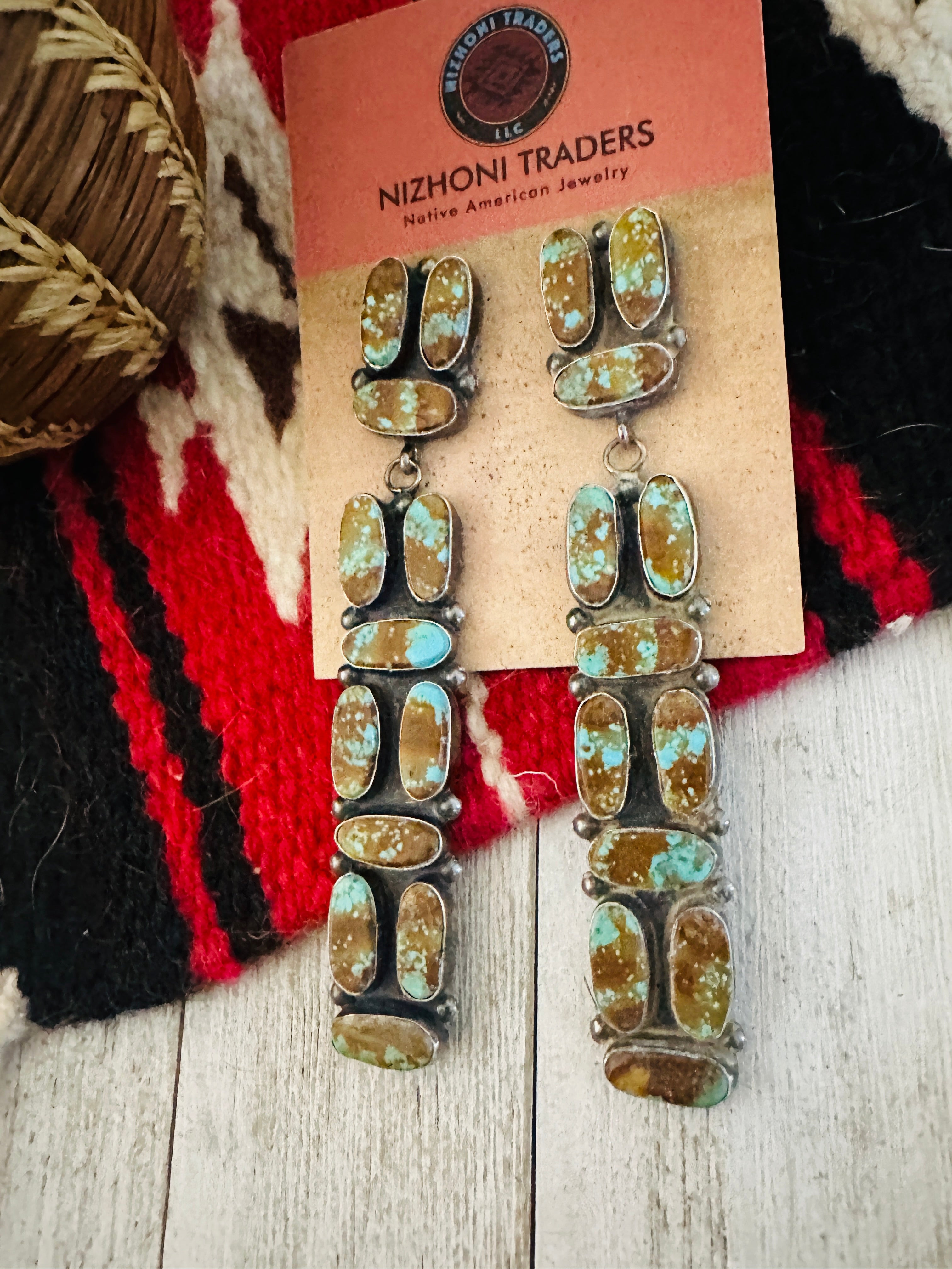 Navajo Royston Turquoise And Sterling Silver Dangle Earrings by Jacqueline Silver