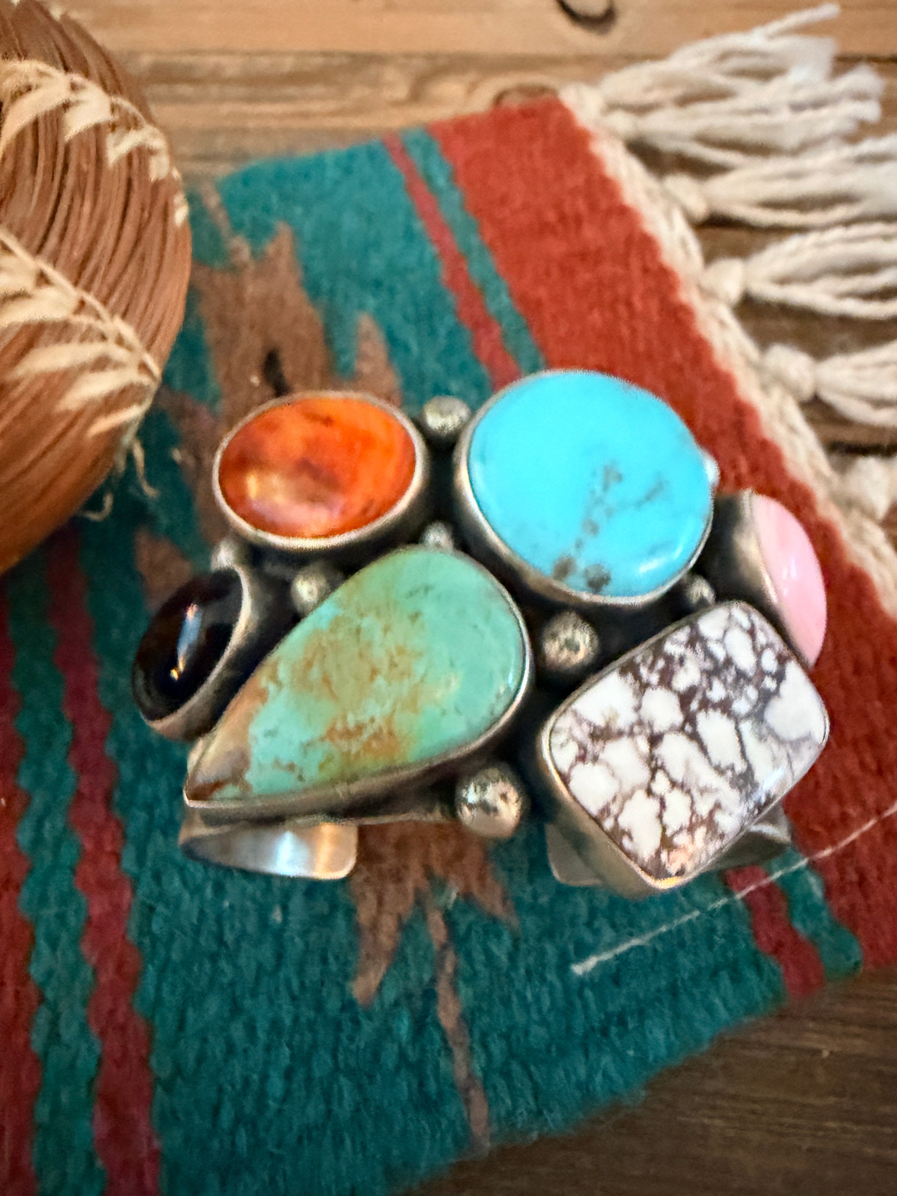 Handcrafted Multi Stone & Sterling Silver Cuff Bracelet by Chimney Butte